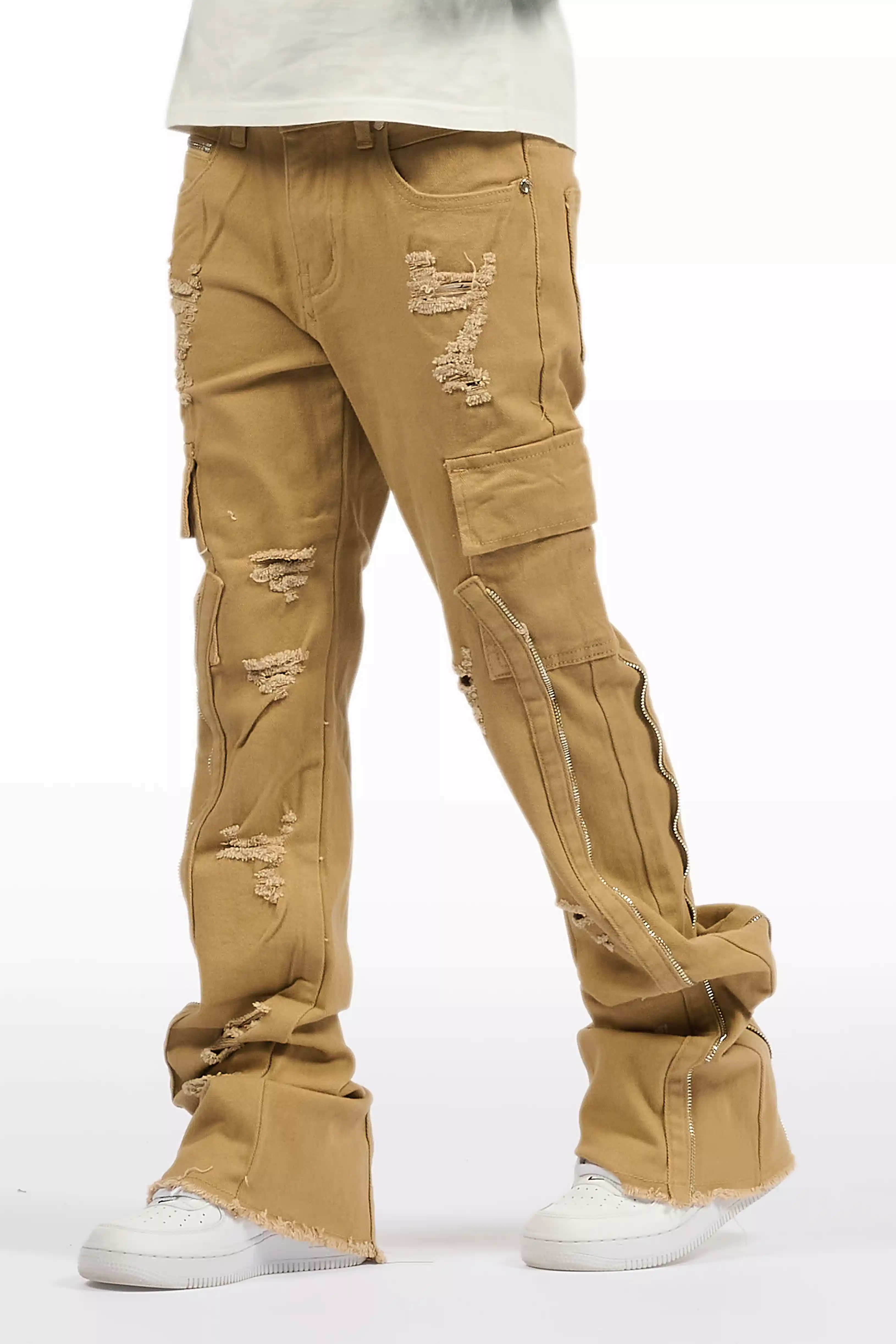Boys Hutch Beige Stacked Flare Jean
