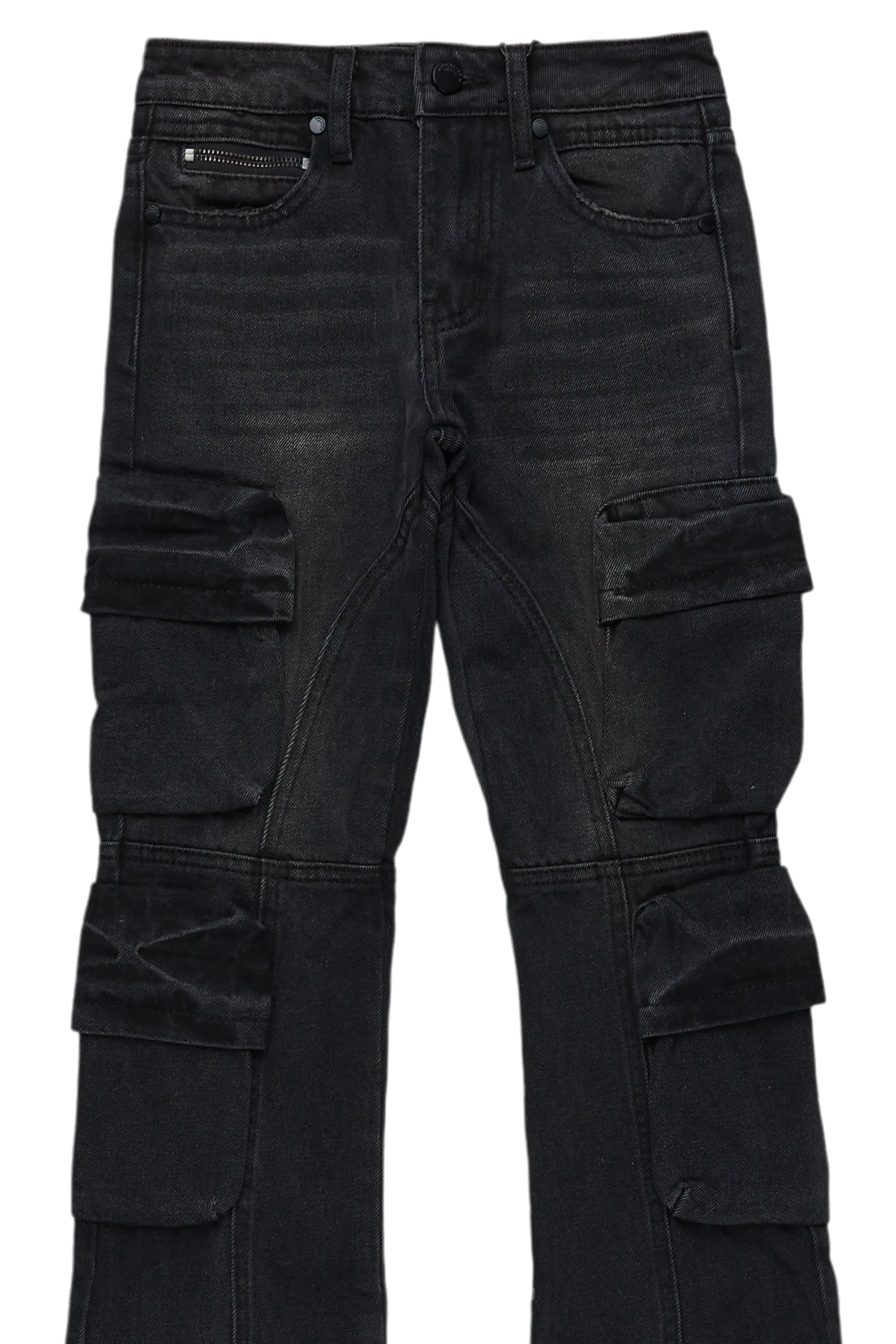 17205-boys-gregor-black-stacked-flare-cargo-jean-7.webp Boys Gregor Black Stacked Flare Cargo Jean