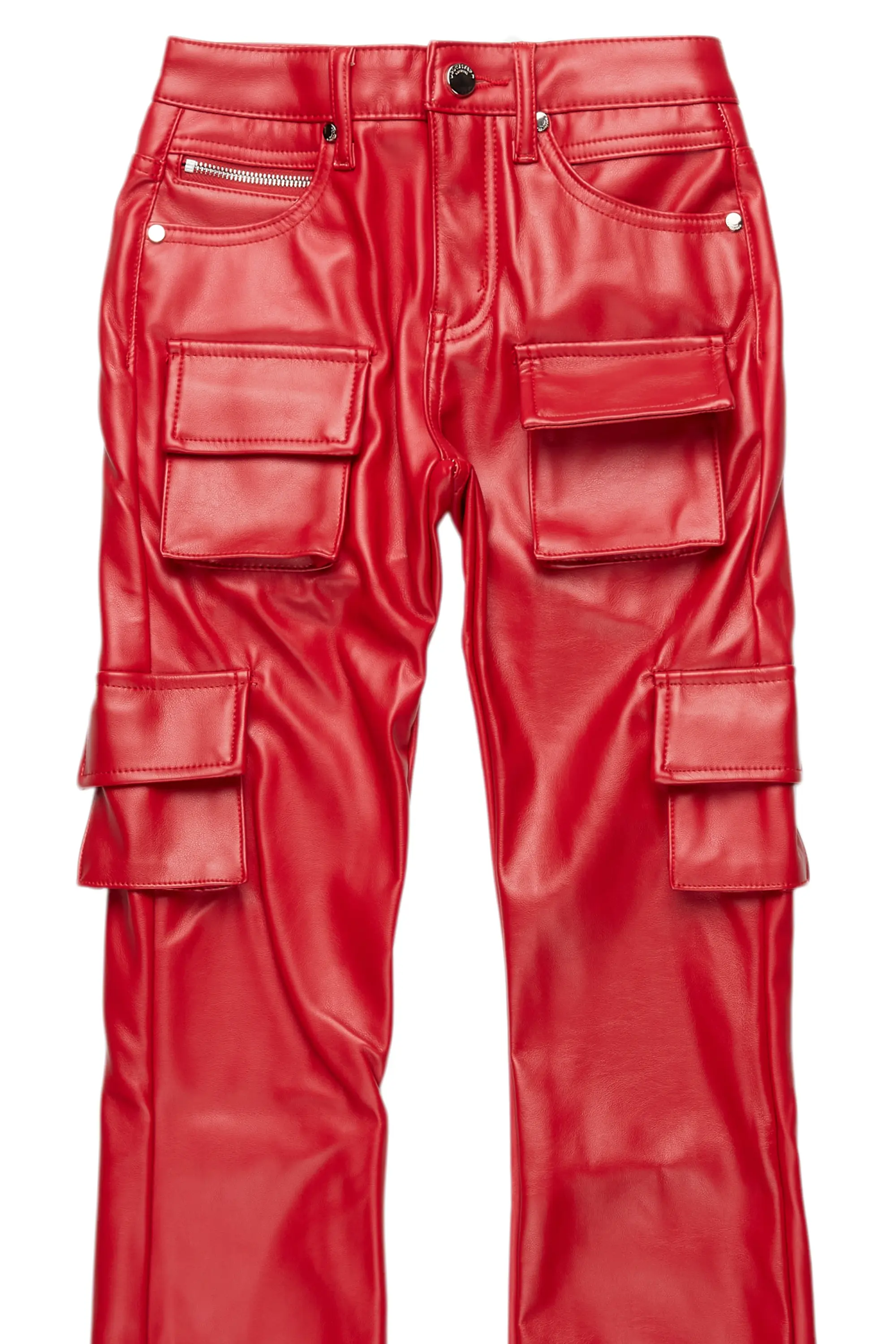 Boys Khaza Red PU Leather Jean