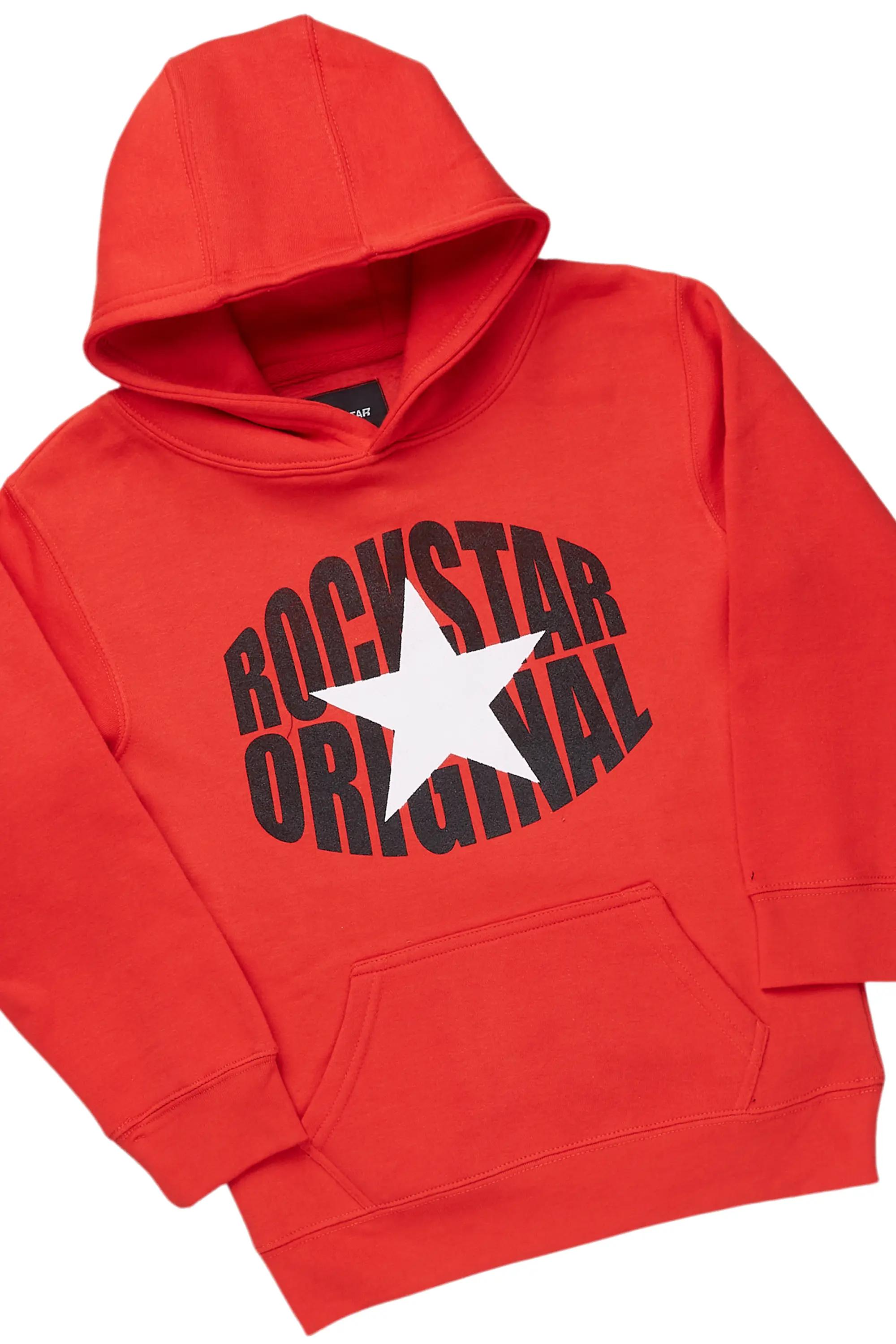 Boys Damber Red Hoodie/Stacked Flare Jean Set