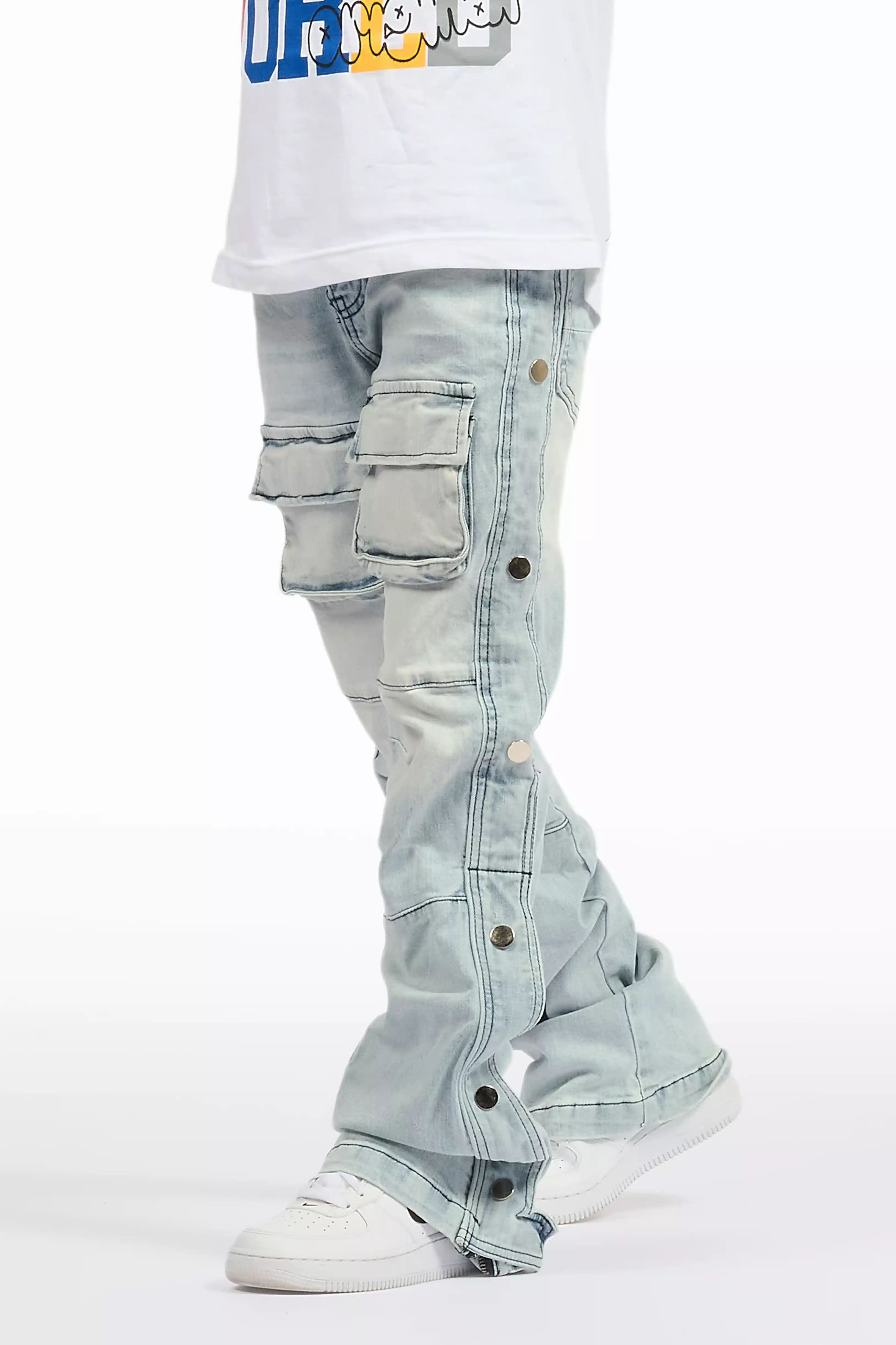 Boys Yuri Blue Baggy Fit Cargo Jean