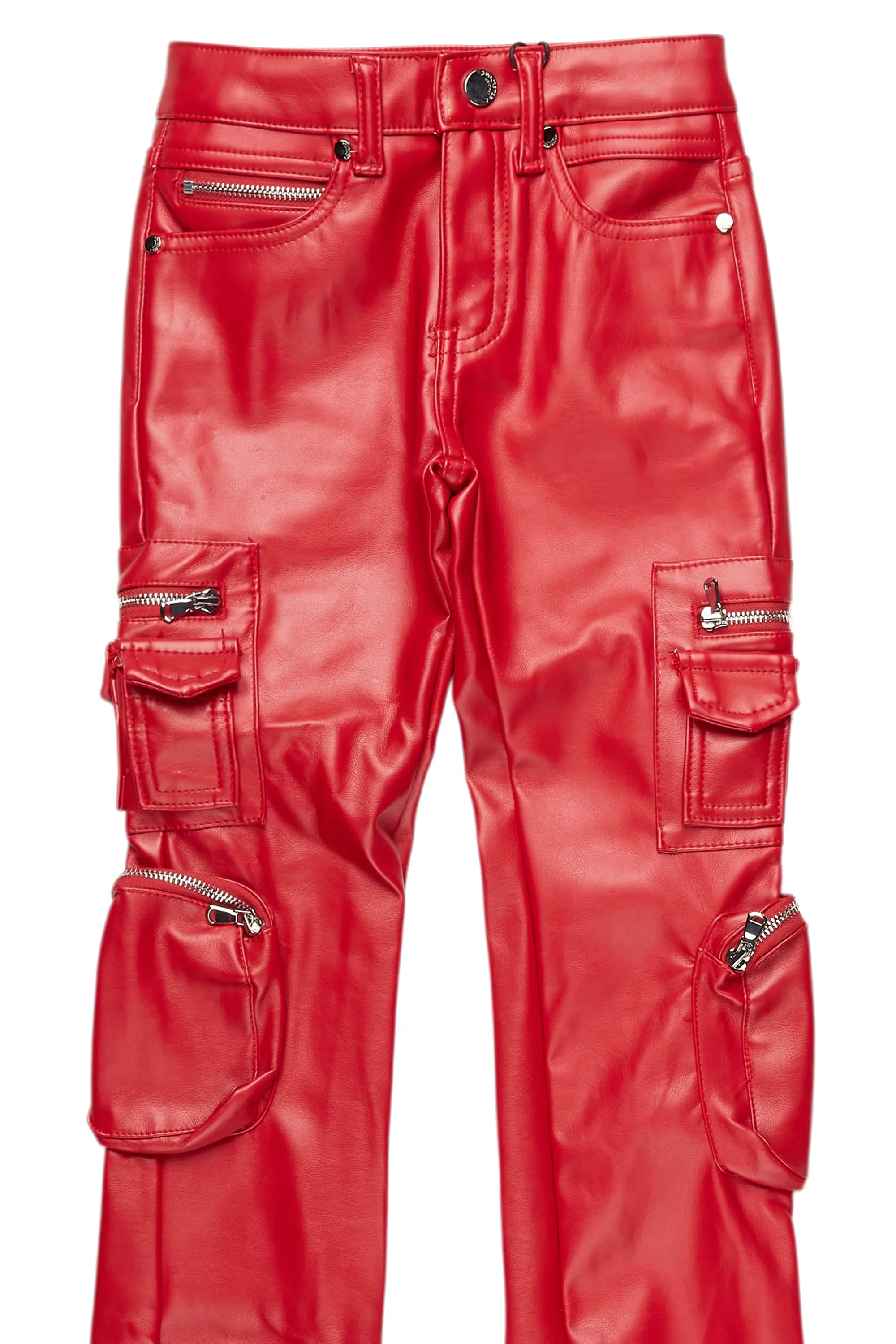 Boys Sutton Red PU Leather Jean