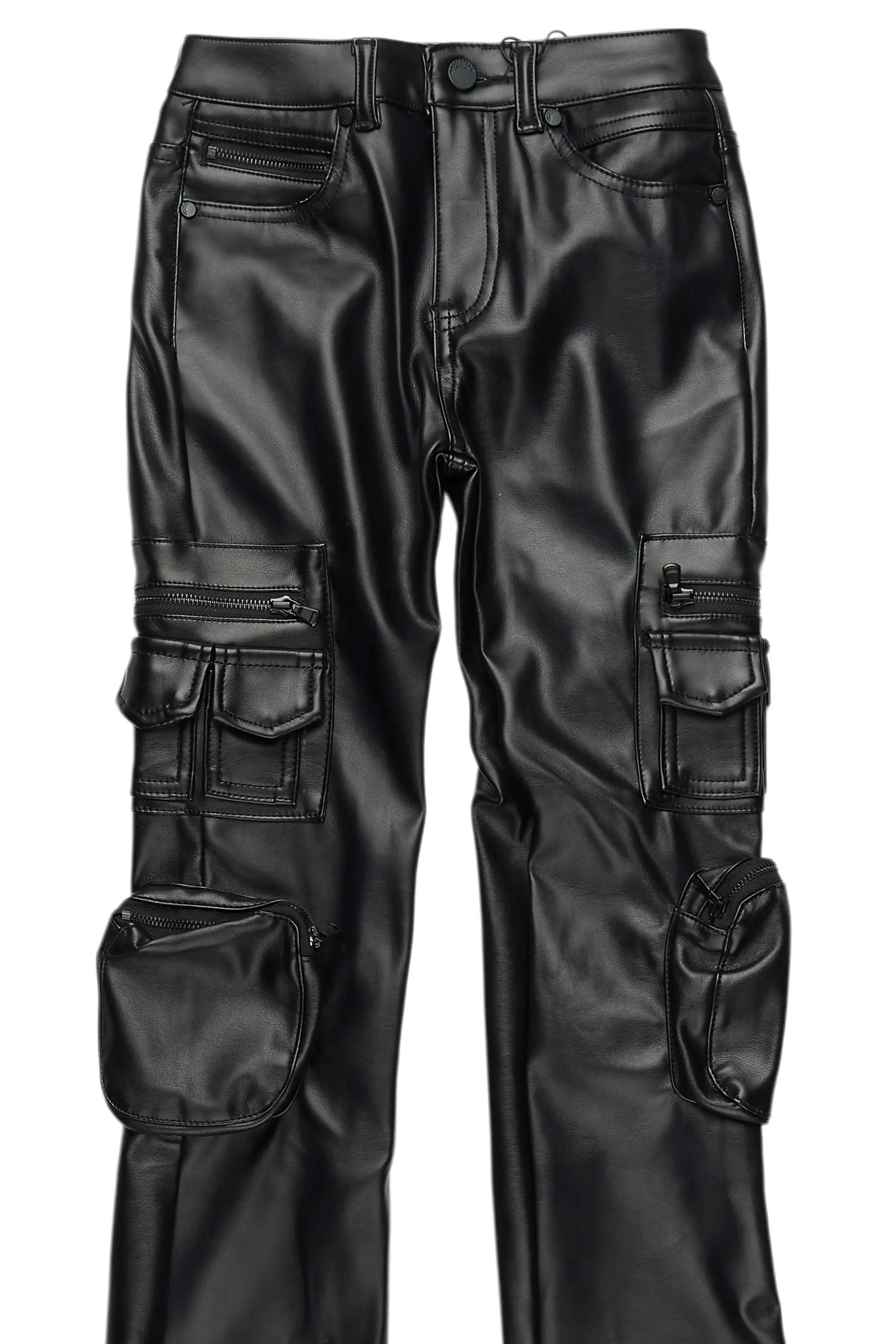 Boys Sutton Black PU Leather Jean
