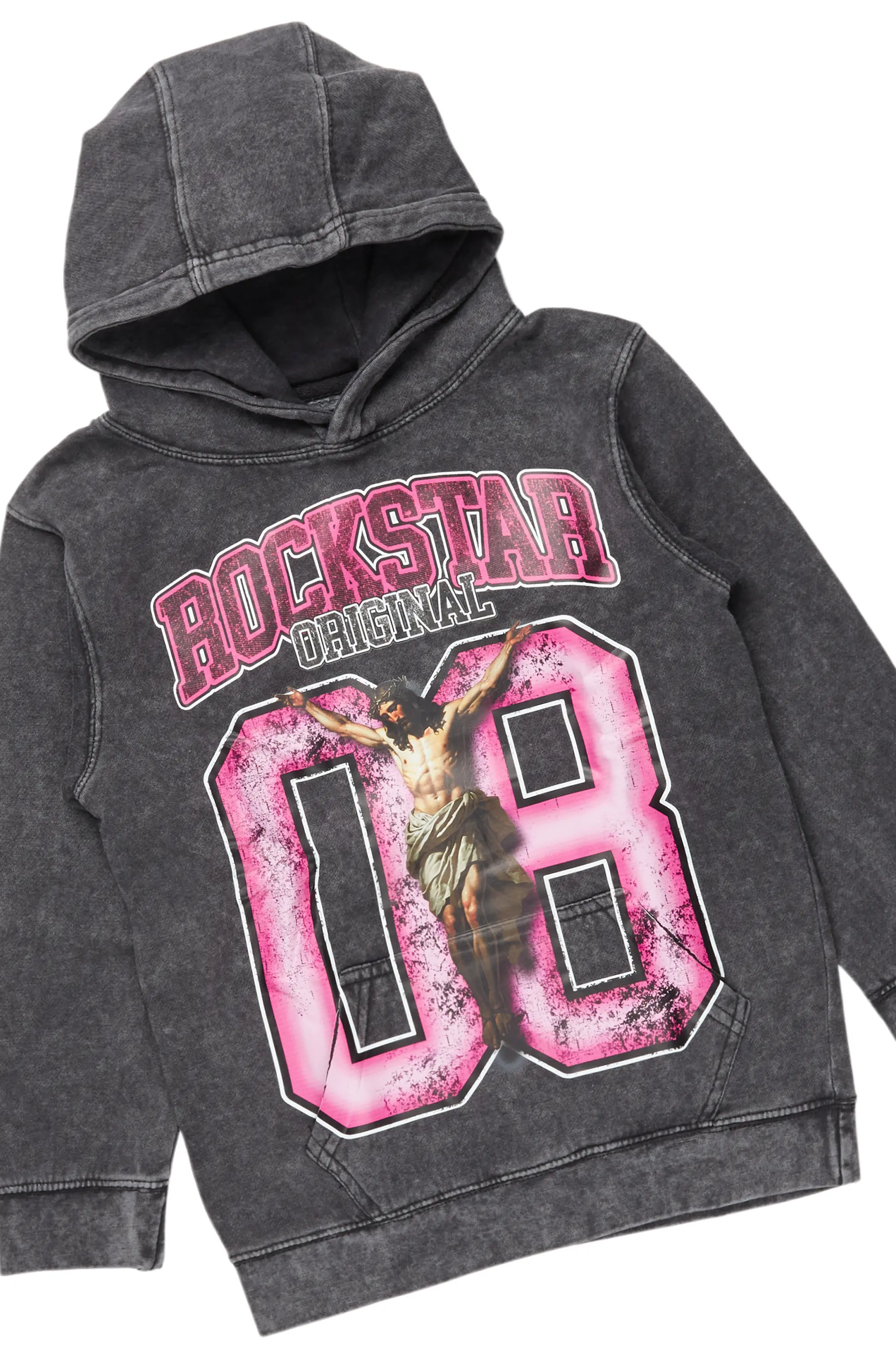 Boys Fields Vintage Black/Pink Hoodie/Baggy Fit Jean Set
