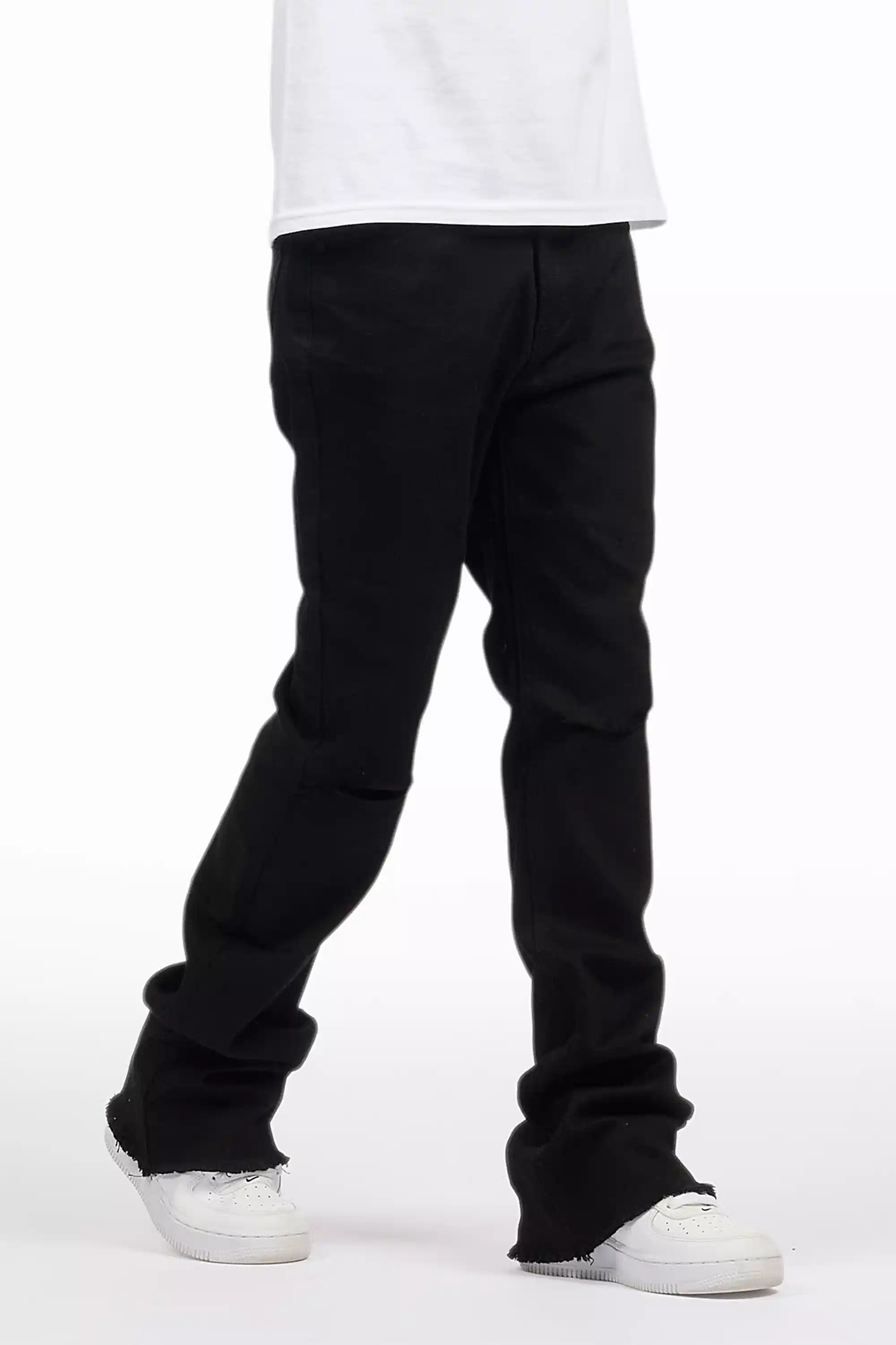 Boys Josiah Black Stacked Flare Jean
