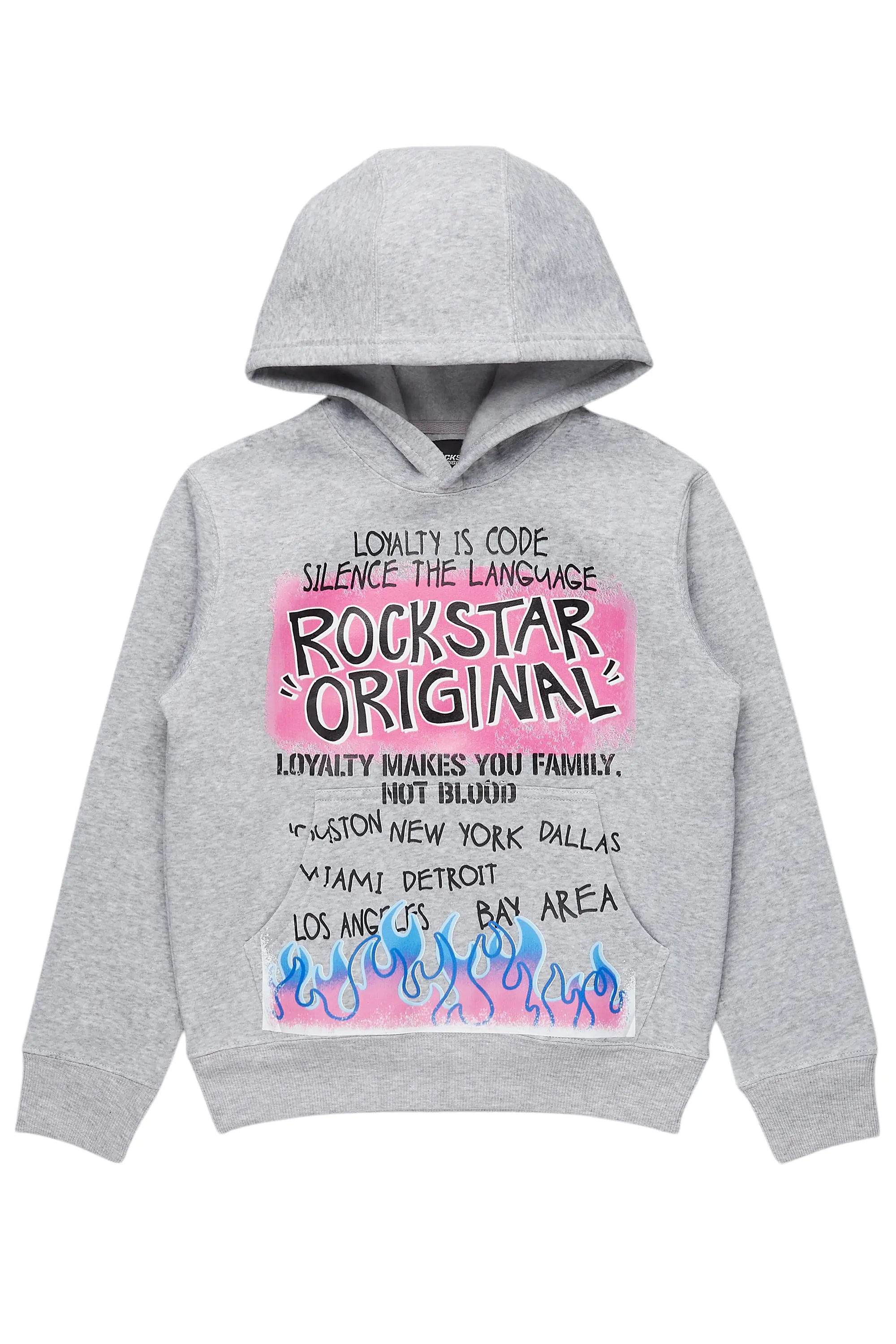 Boys Beno Light Grey Graphic Hoodie
