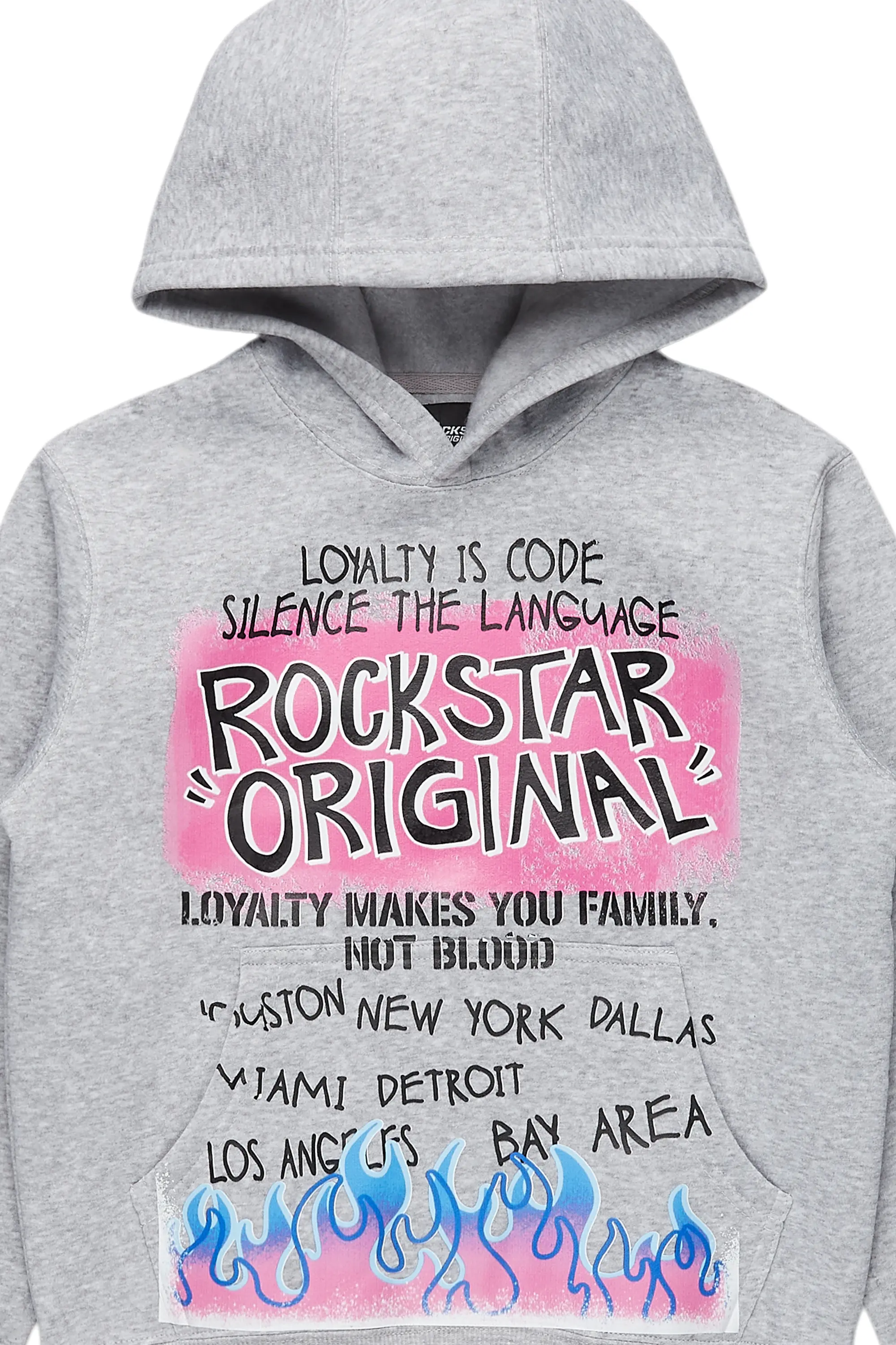 Boys Beno Light Grey Graphic Hoodie