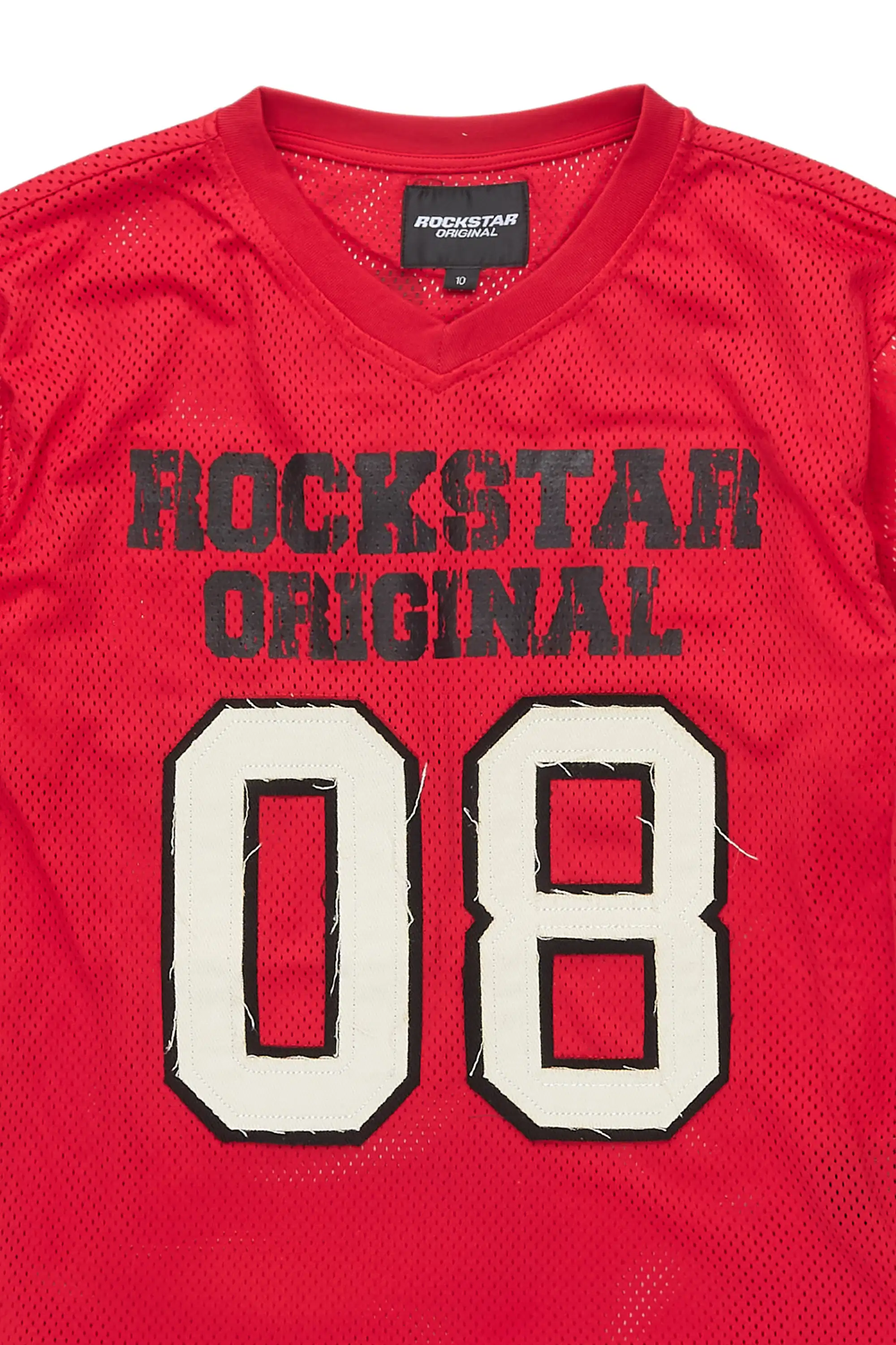 Boys Deston Mesh Red/Black/White Double Layer L/S Graphic T-Shirt