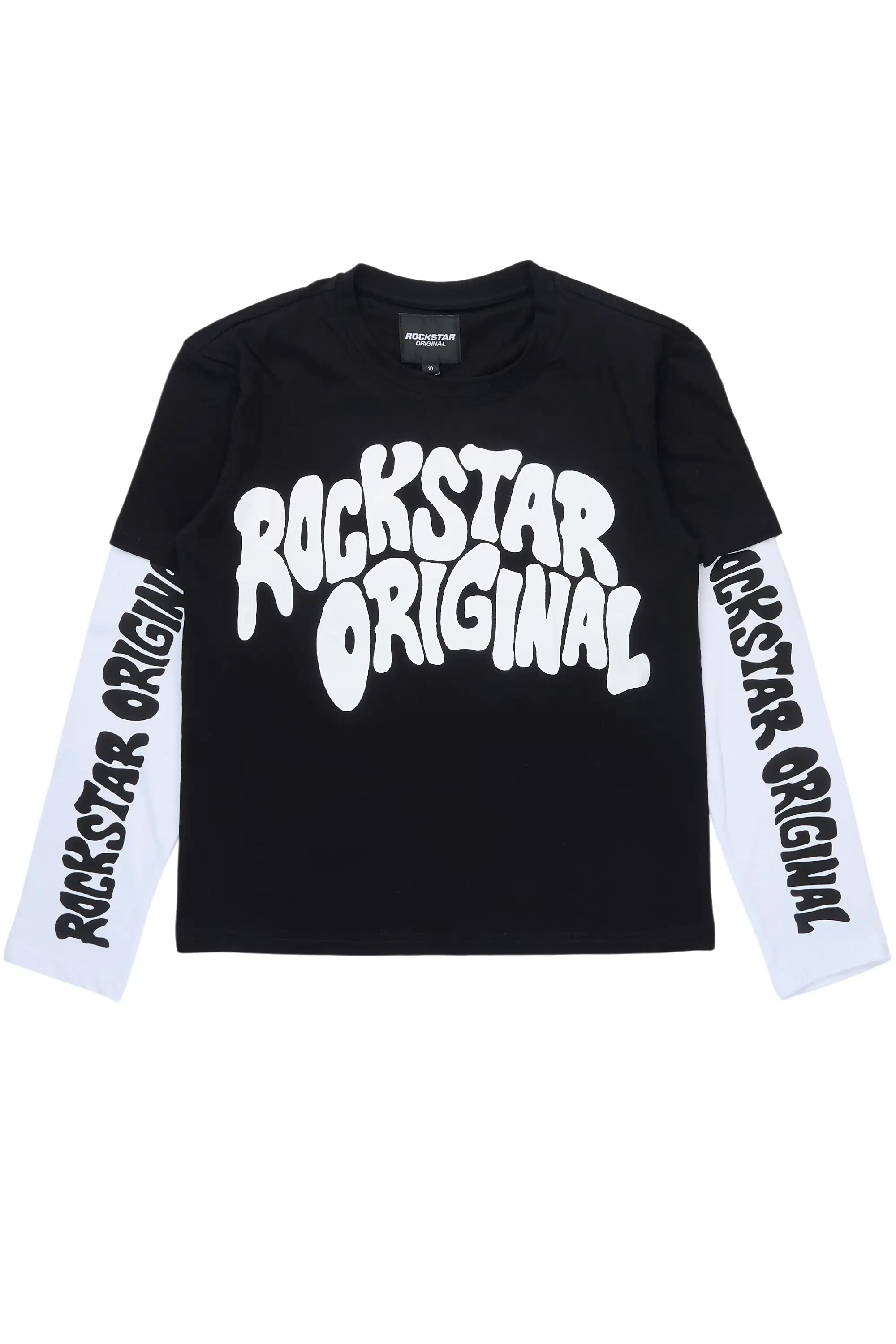 Boys Monit Black/White Double Layer Graphic T-Shirt
