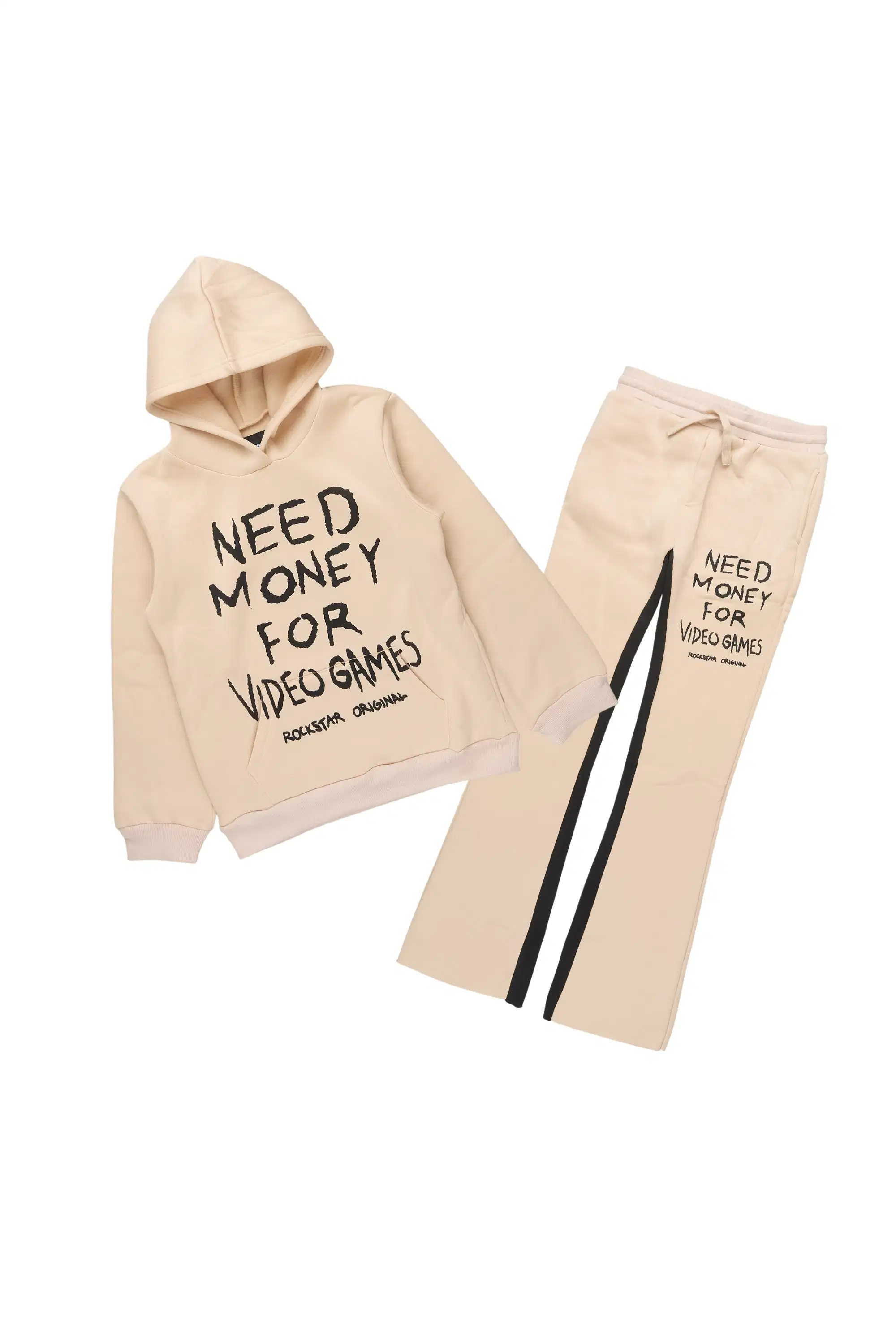 Boys M4 Video Games Tan/Black Hoodie Stacked Track Set