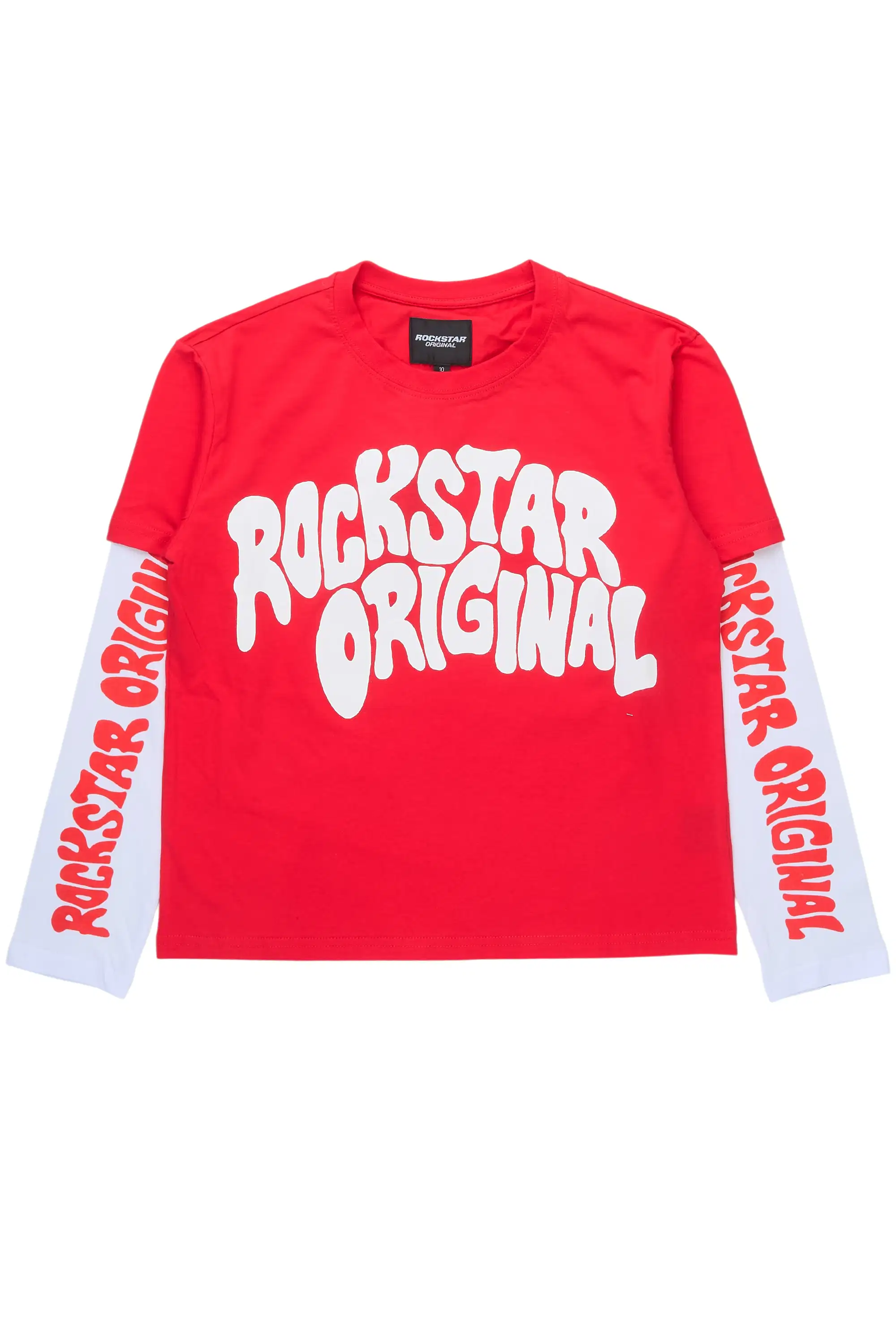 Boys Monit Red/White Double Layer Graphic T-Shirt