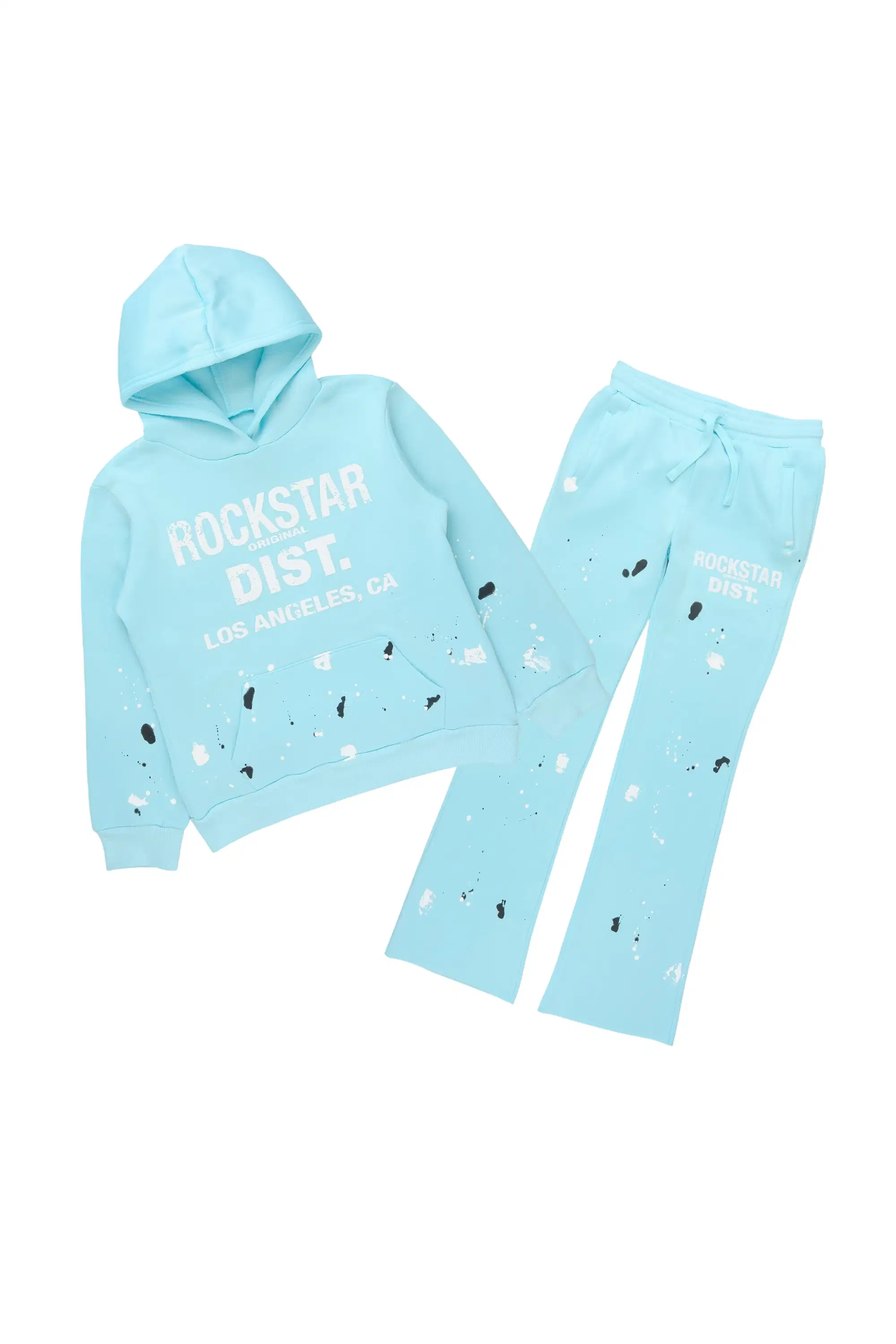 Boys Scottie 2.0 Light Blue Hoodie/Stacked Flare Track Set