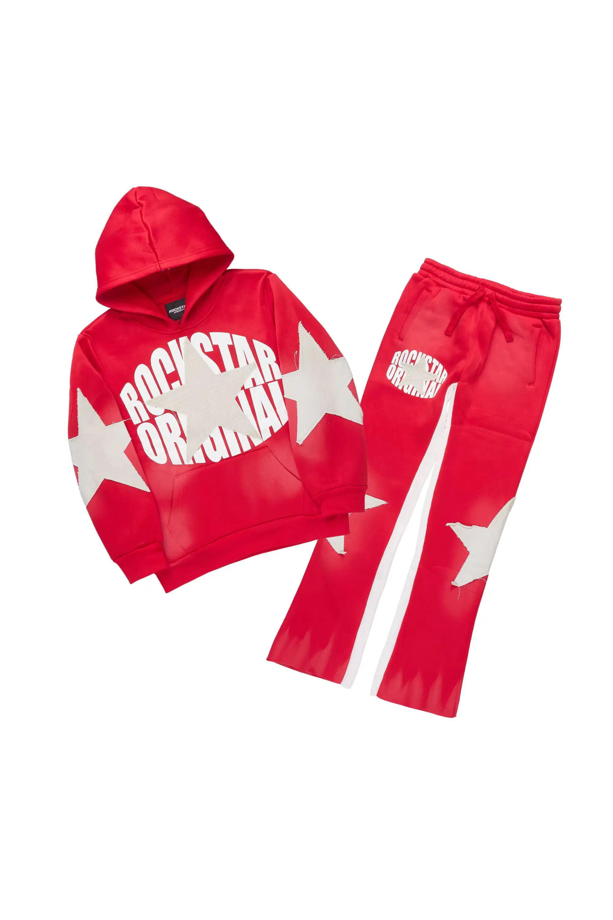 Boys States 2.0 Red/Heather Grey Stacked Hoodie Track Set