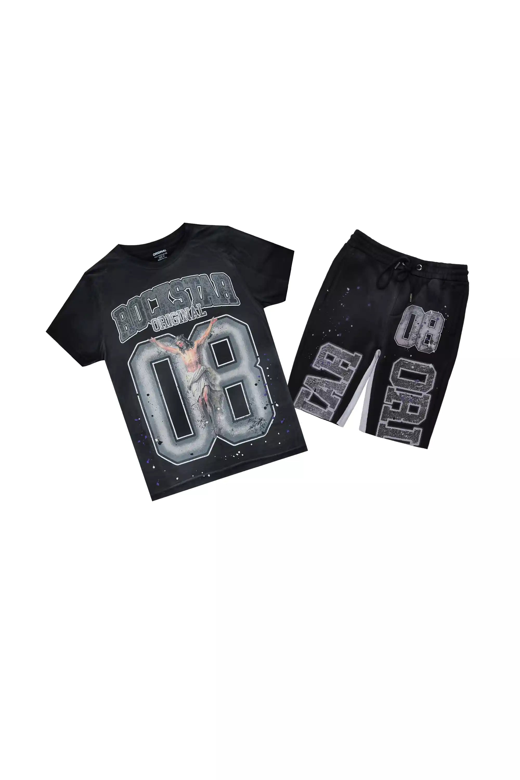 Boys Fields Black/White T-Shirt Short Set