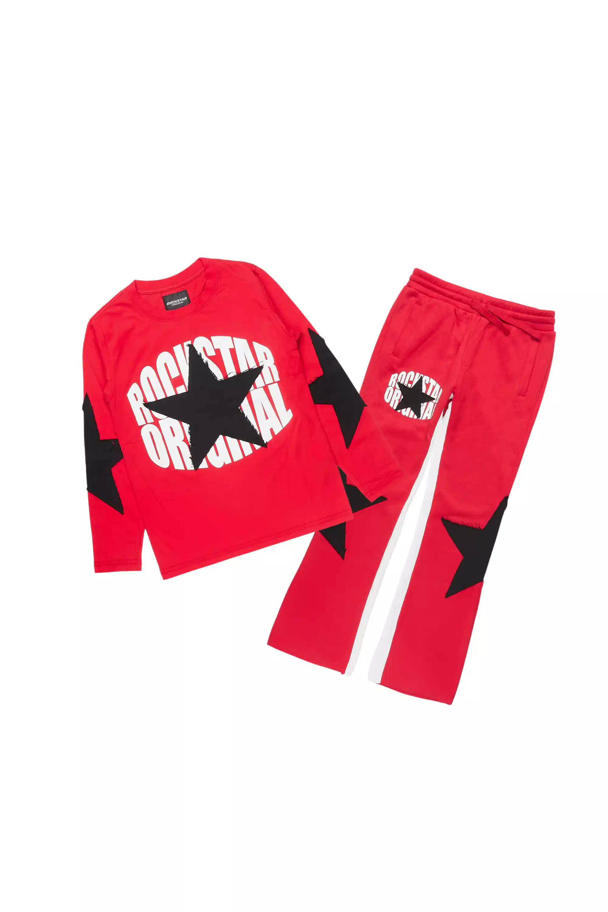 Boys States Red/Black Long Sleeve T-Shirt Track Set