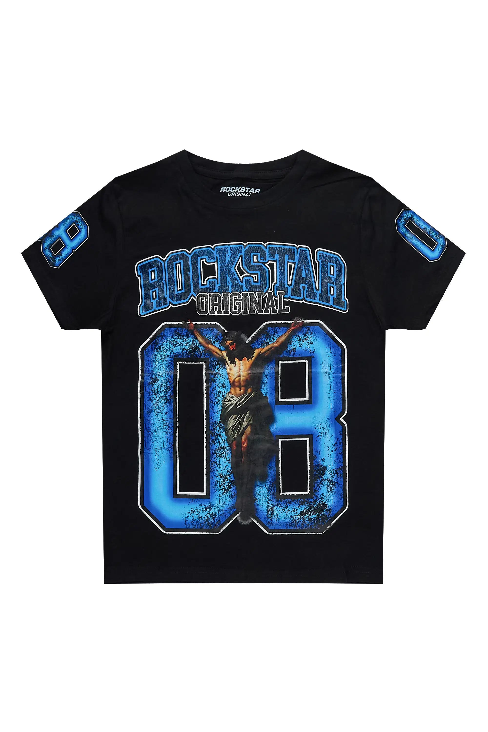 Boys Fields Black/Blue Graphic T-Shirt