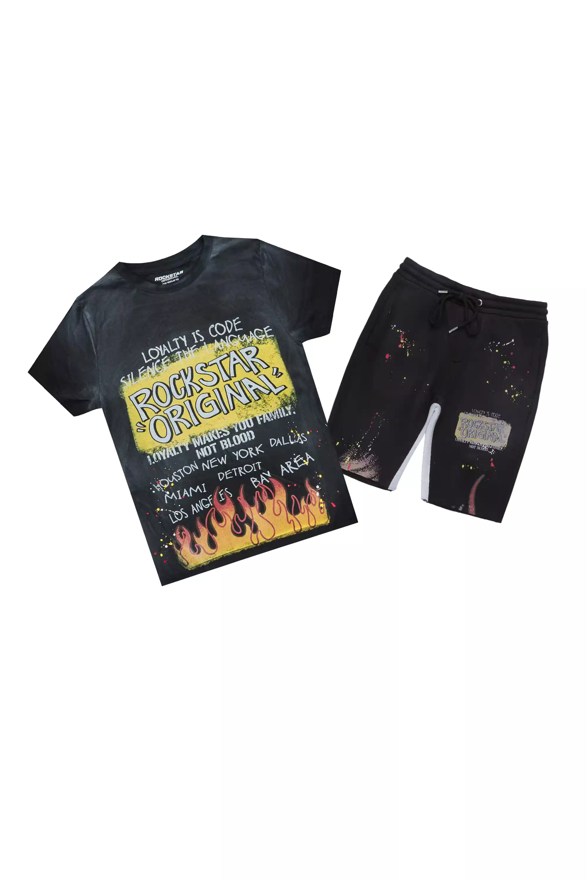 Boys Beno Black T-Shirt Short Set