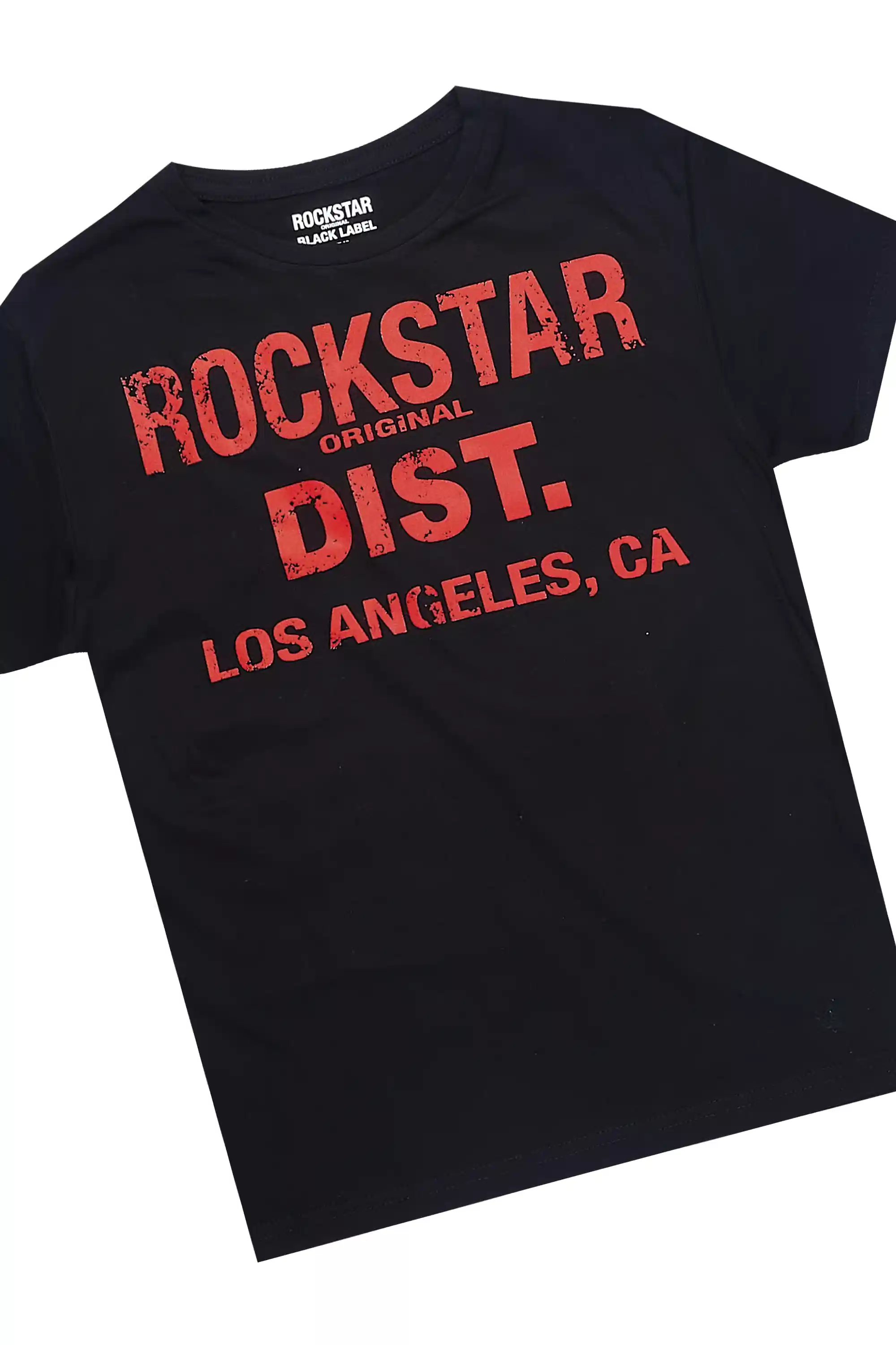 Boys Saxon Black/Red T-Shirt/PU Short Set