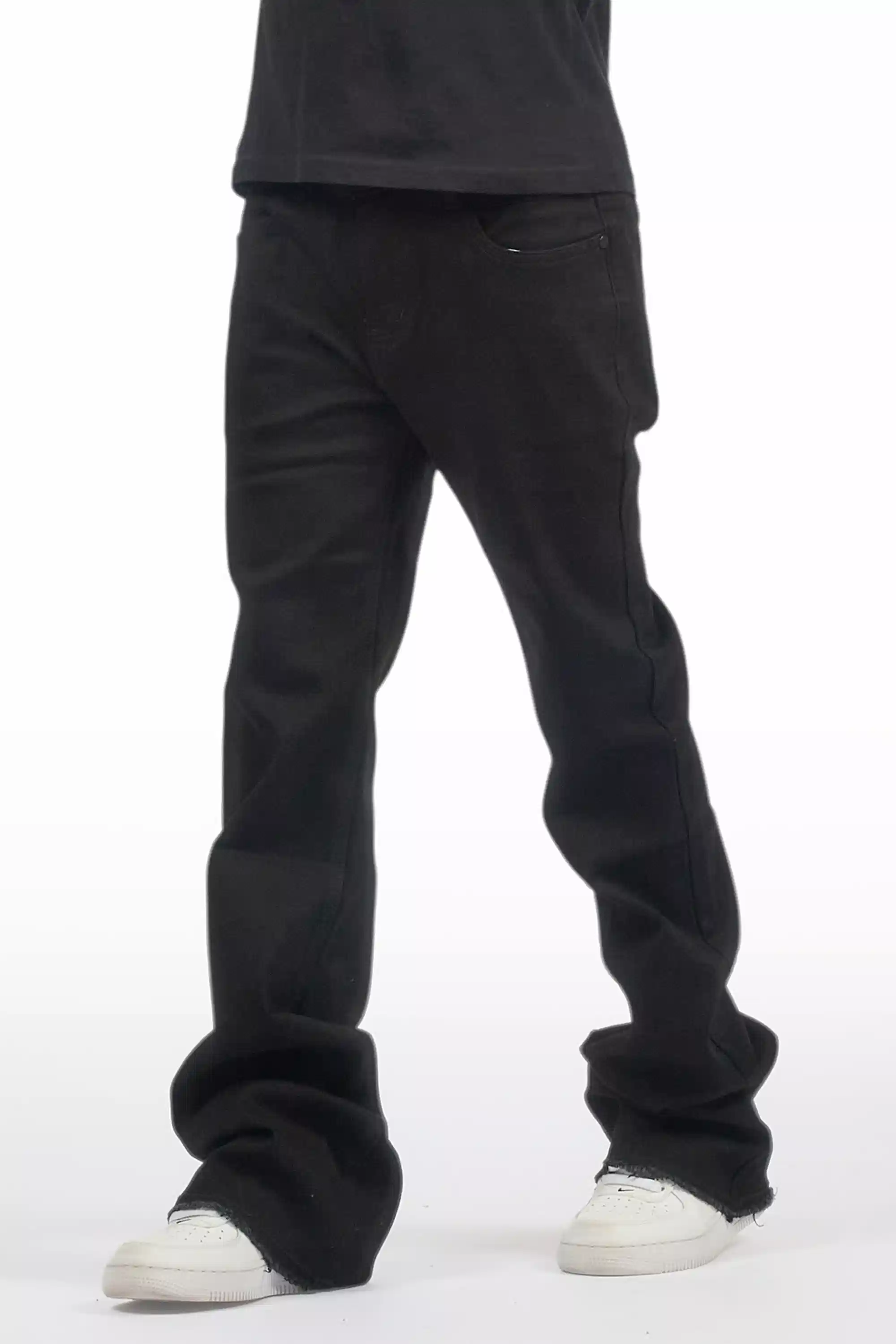 Boys Dag Jet Black Stacked Flare Jean