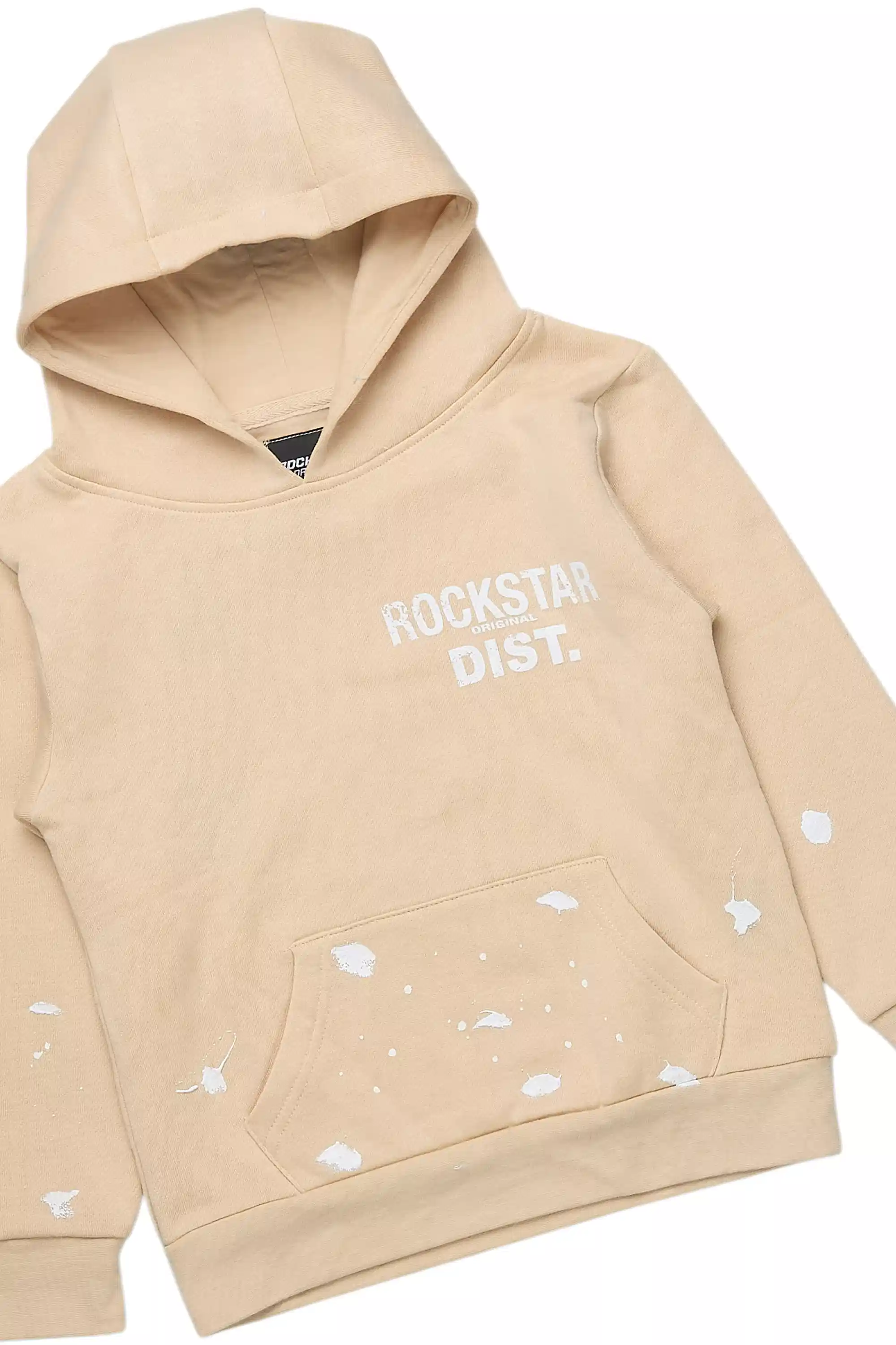Boys Raffer Beige Hoodie Short Set