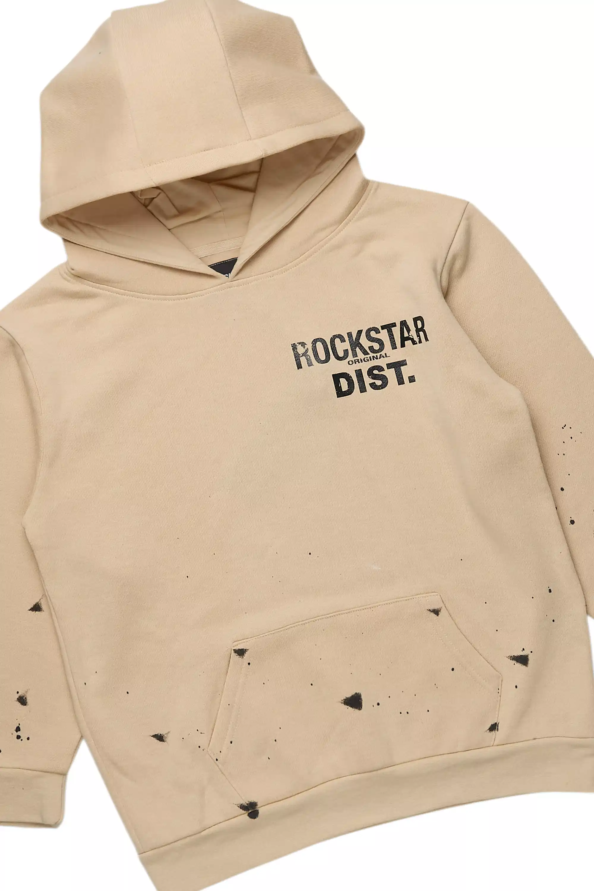 Boys Raffer Beige/Black Hoodie Short Set