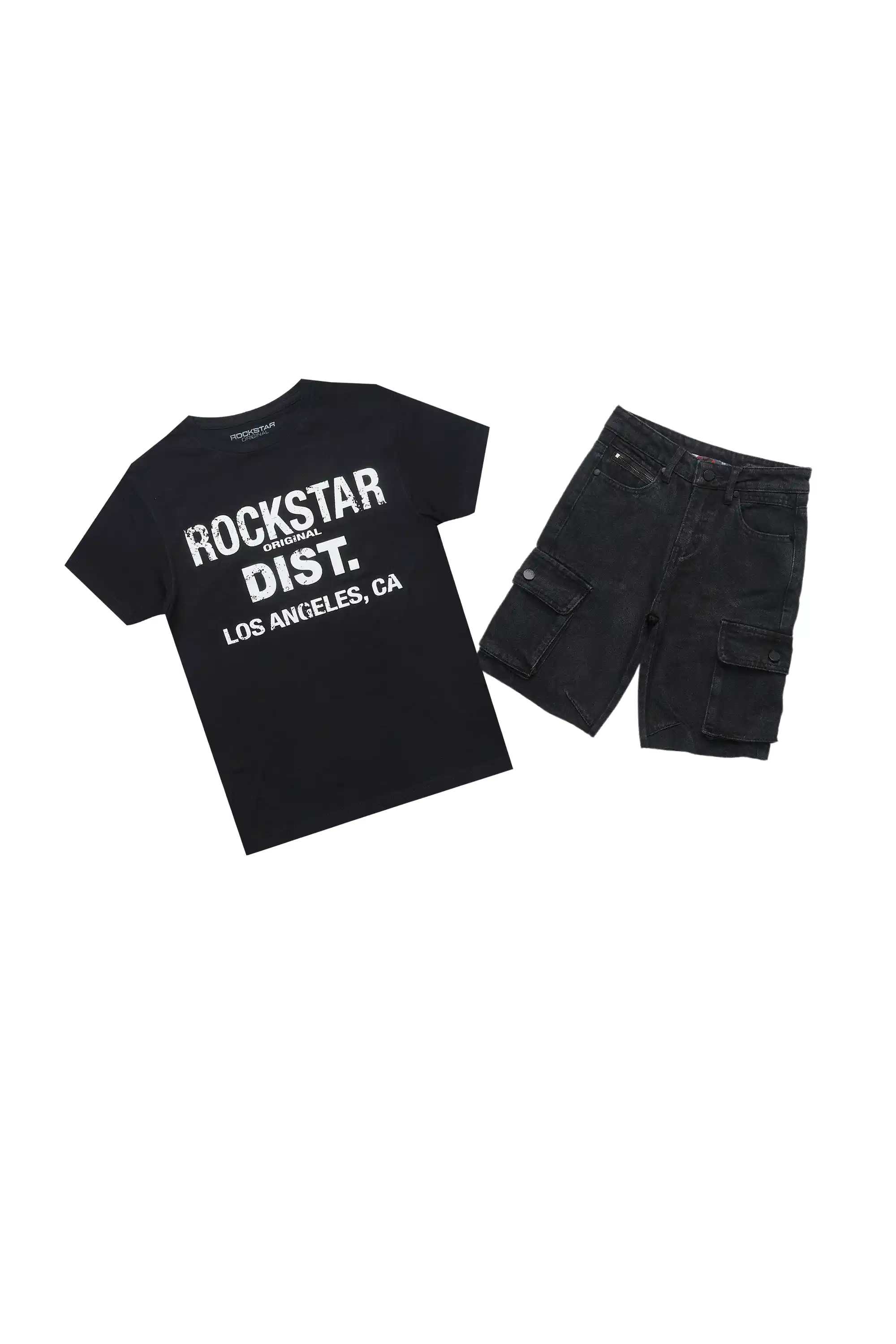 Boys Koen Black T-Shirt/Denim Short Set