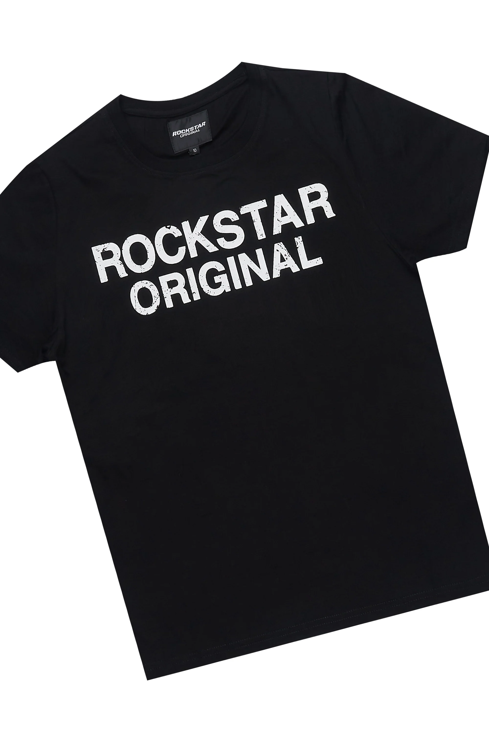 Boys Deniska Black T-Shirt Baggy Stacked Flare Set