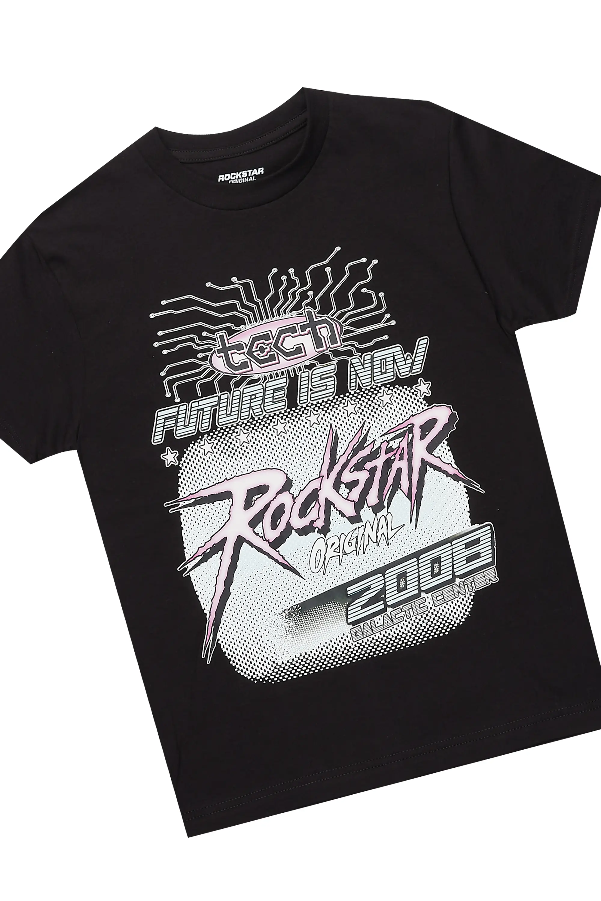 Boys Racer Black/Purple T-Shirt/Stacked Flare Pant Set
