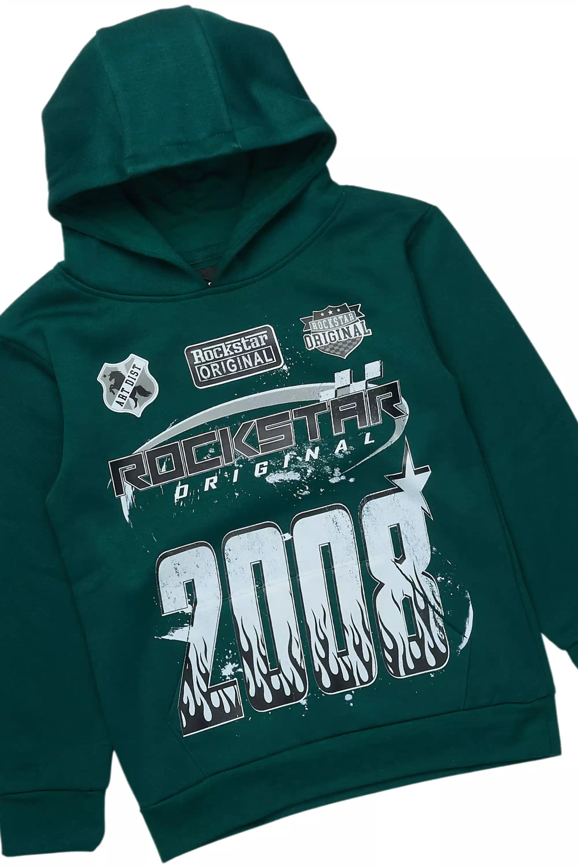 Boys Amos Dark Green Hoodie Short Set