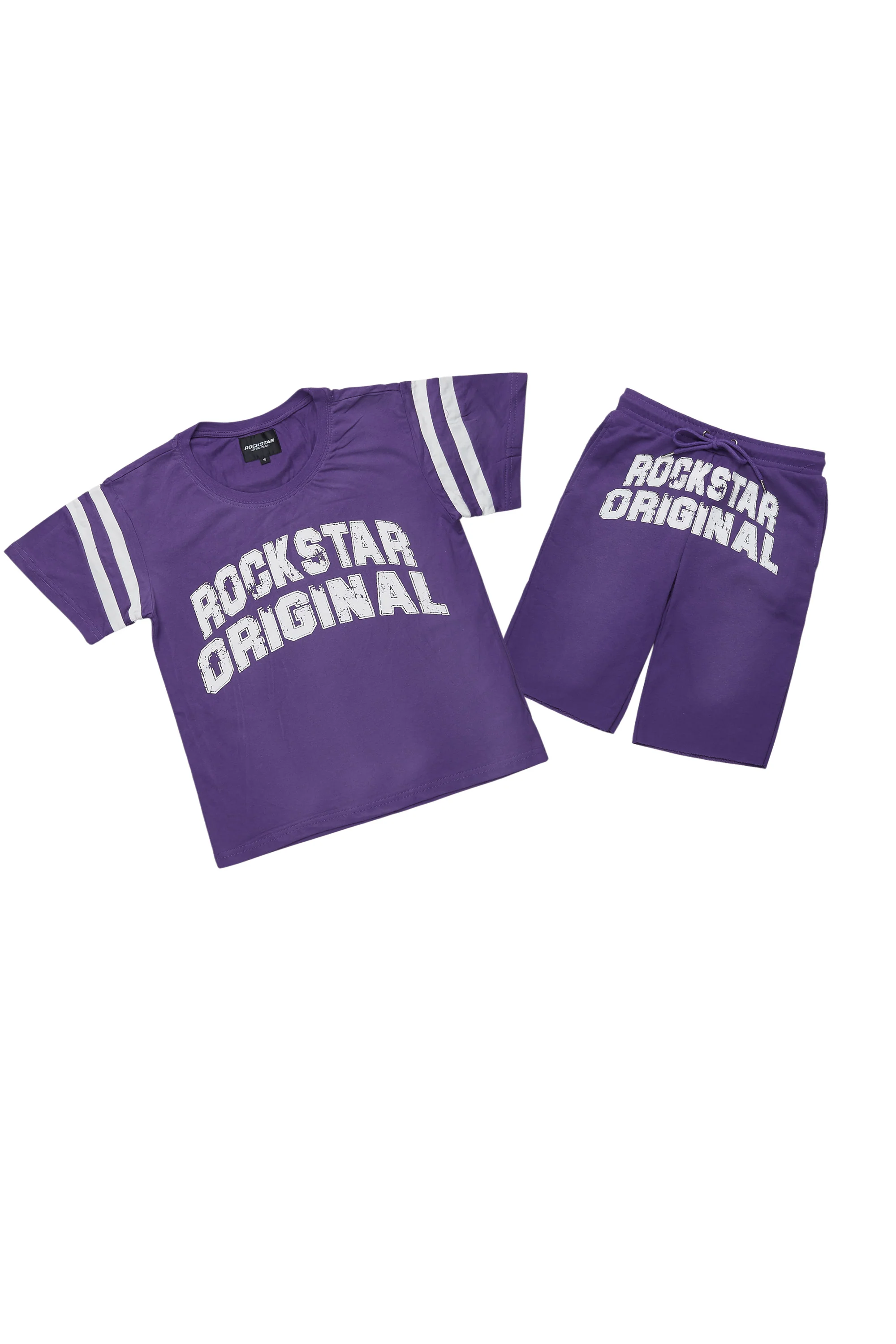 Boys Tumo Purple Crop Boxy Tee Short Set