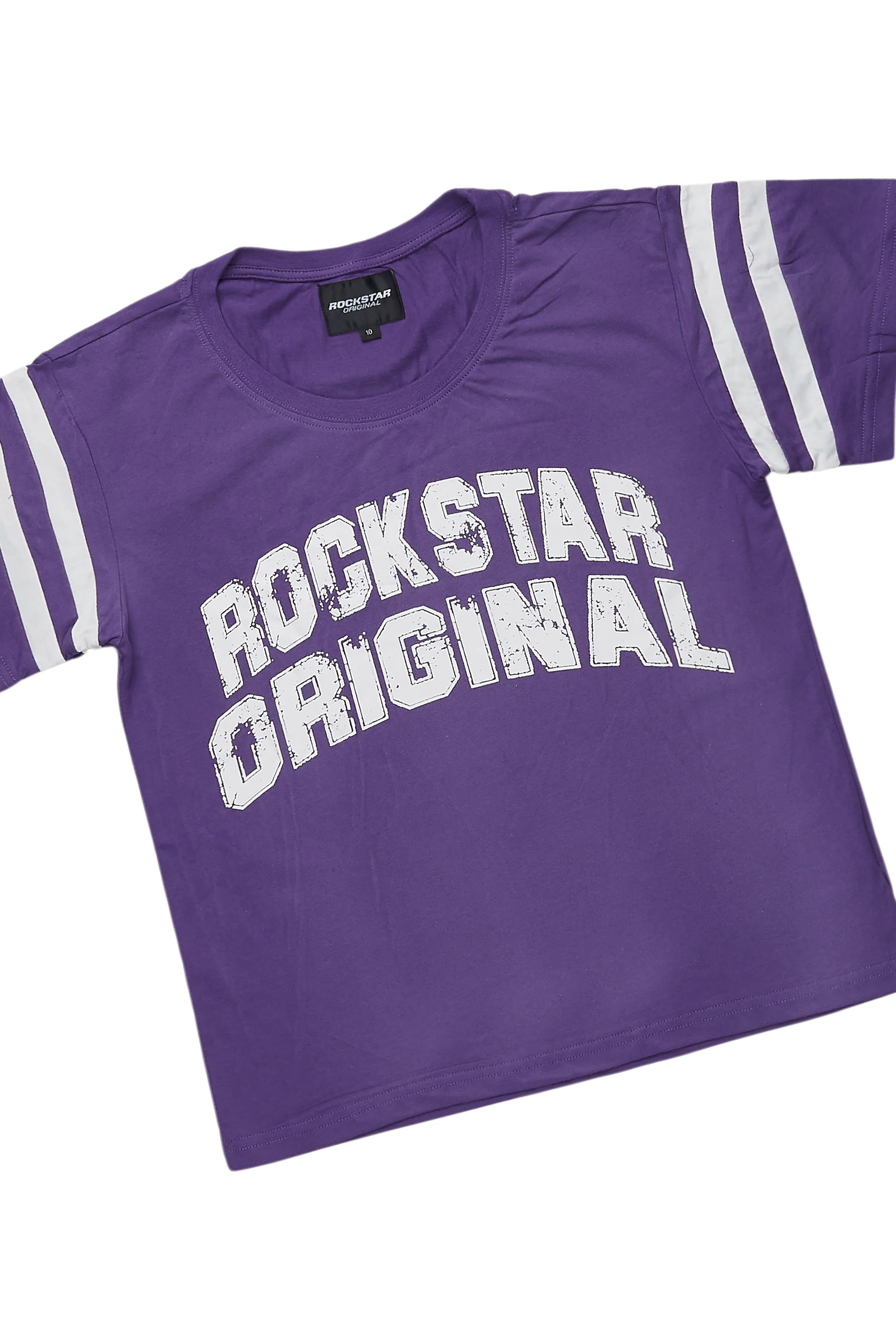 Boys Tumo Purple Crop Boxy Tee Short Set