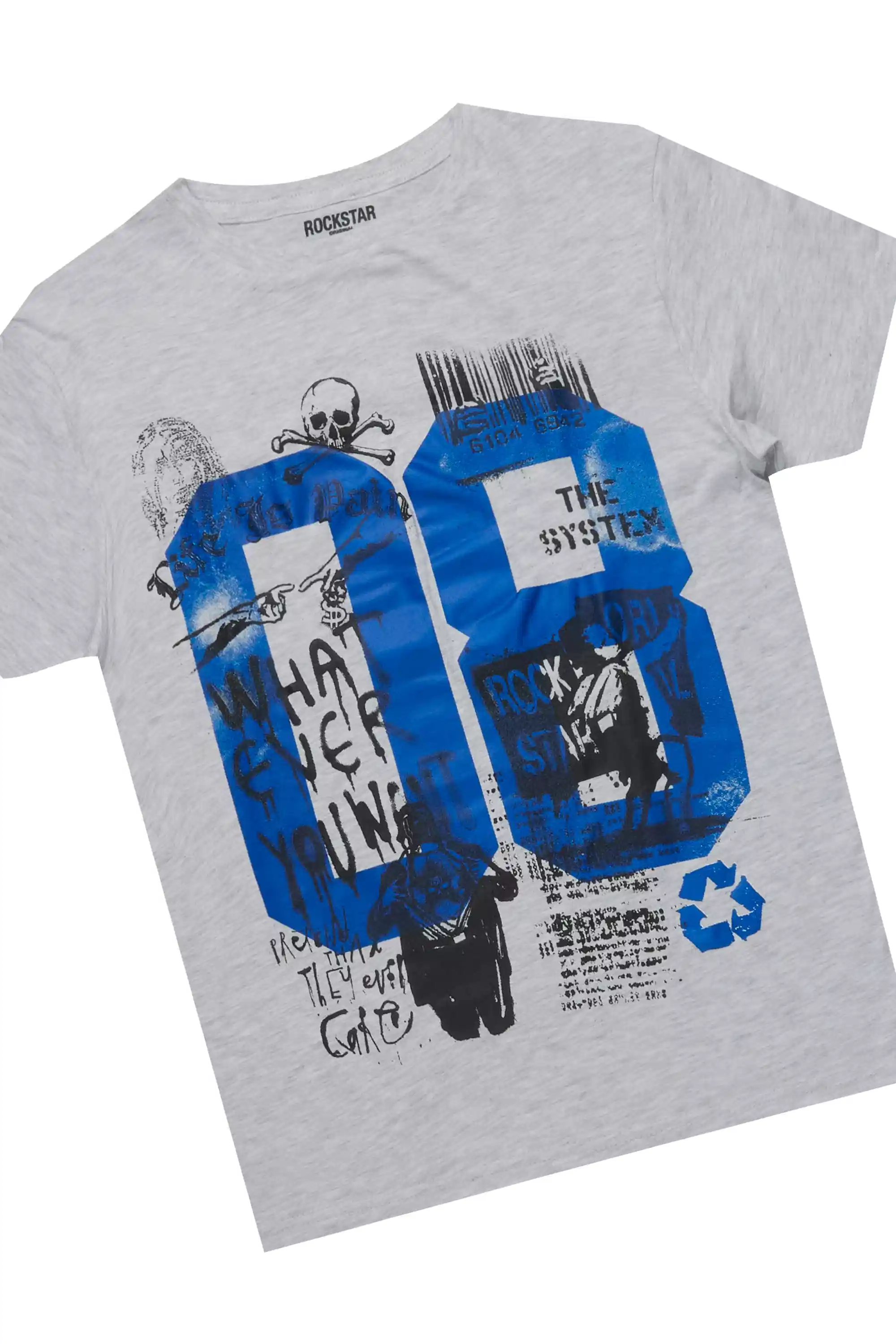 Boys Beau Grey/Vintage Light Wash T-Shirt/Denim Short Set