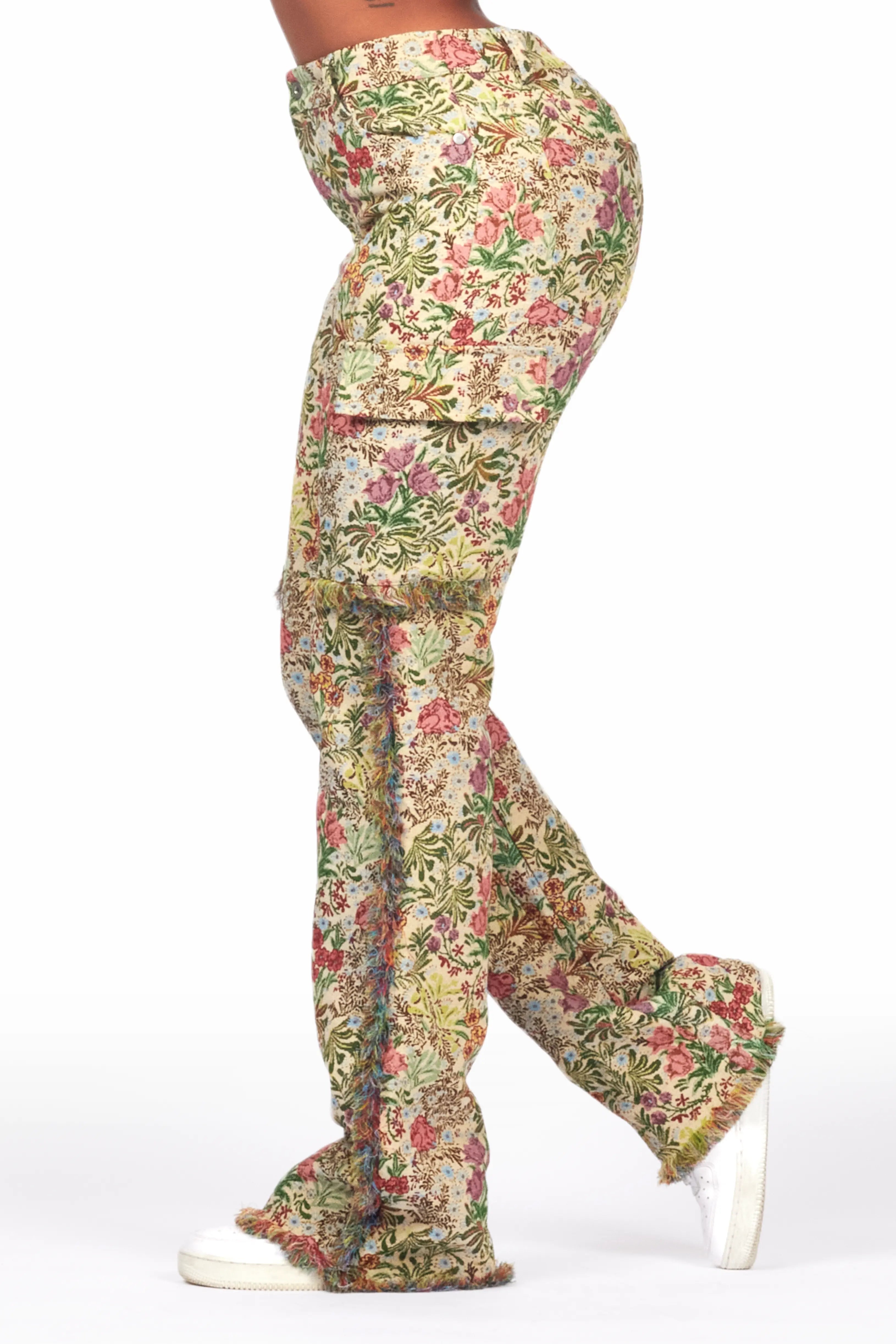 22886-tamia-beige-floral-tapestry-stacked-pant-4.jpg Tamia Beige Floral Tapestry Stacked Pant