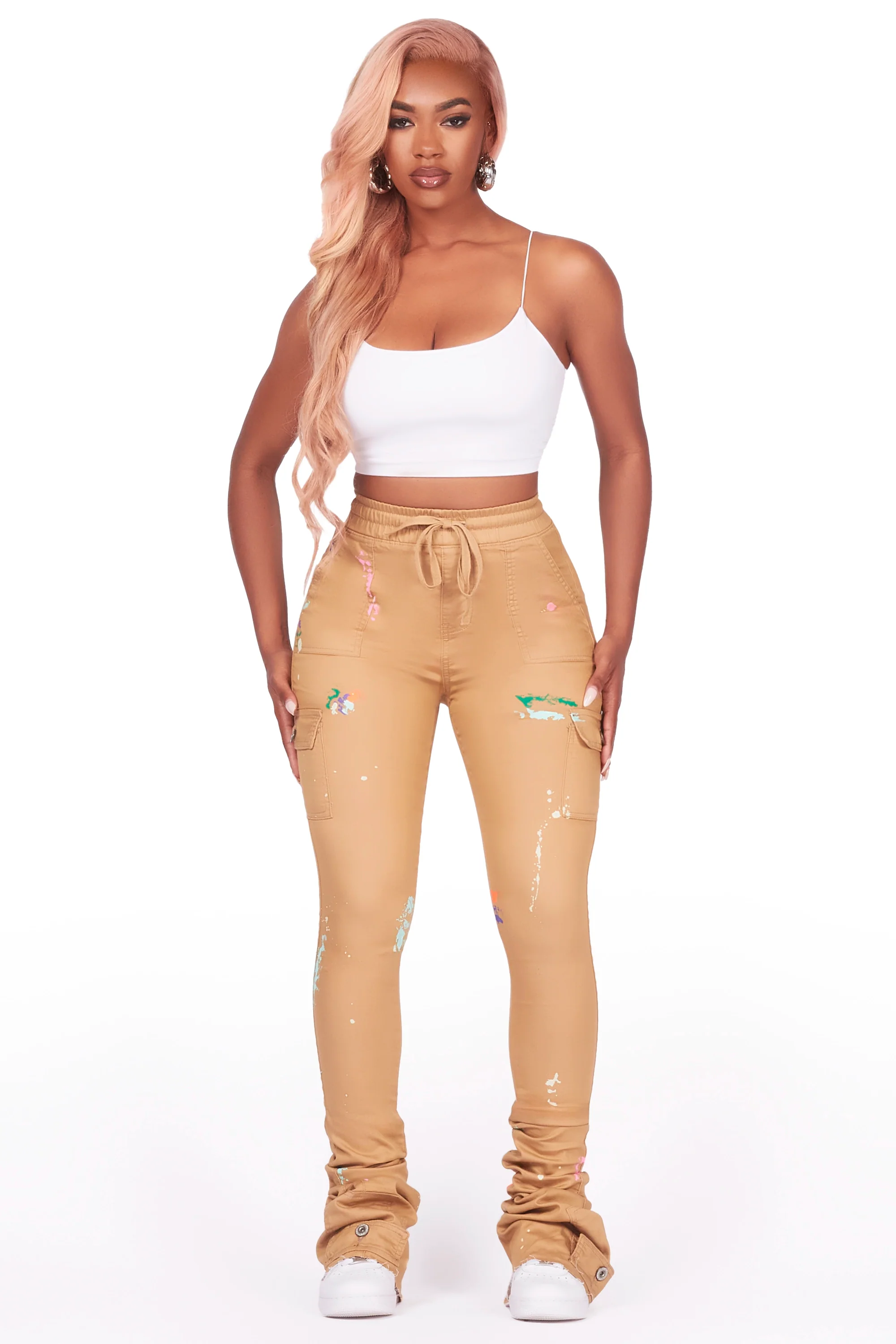 22993-taniya-dark-tan-cargo-painted-super-stacked-jean-4.webp Taniya Dark Tan Cargo Painted Super Stacked Jean