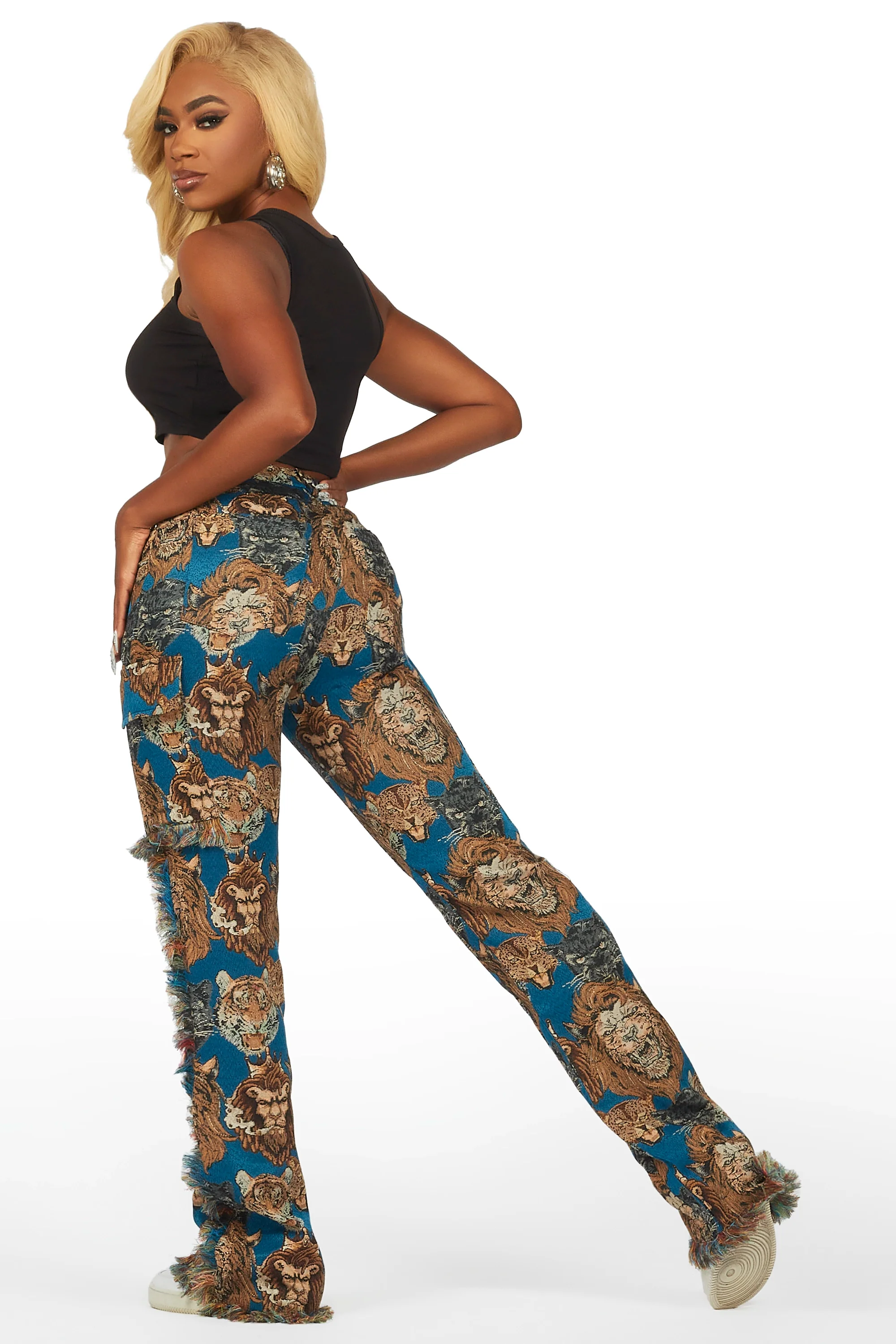 23143-khadiyah-blue-animal-print-tapestry-stacked-pant-5.webp Khadiyah Blue Animal Print Tapestry Stacked Pant