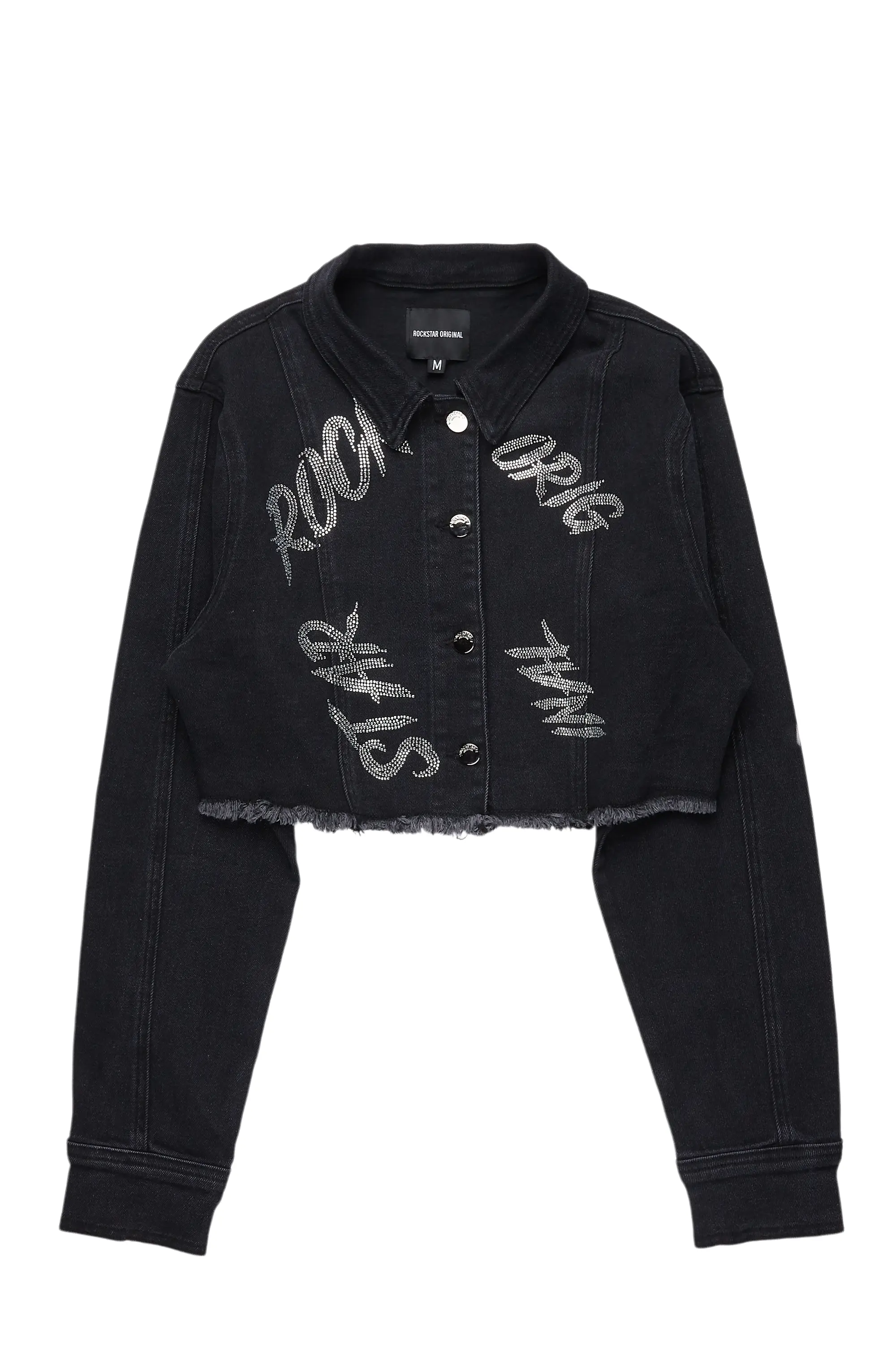Chequea Black Crop Denim Jacket