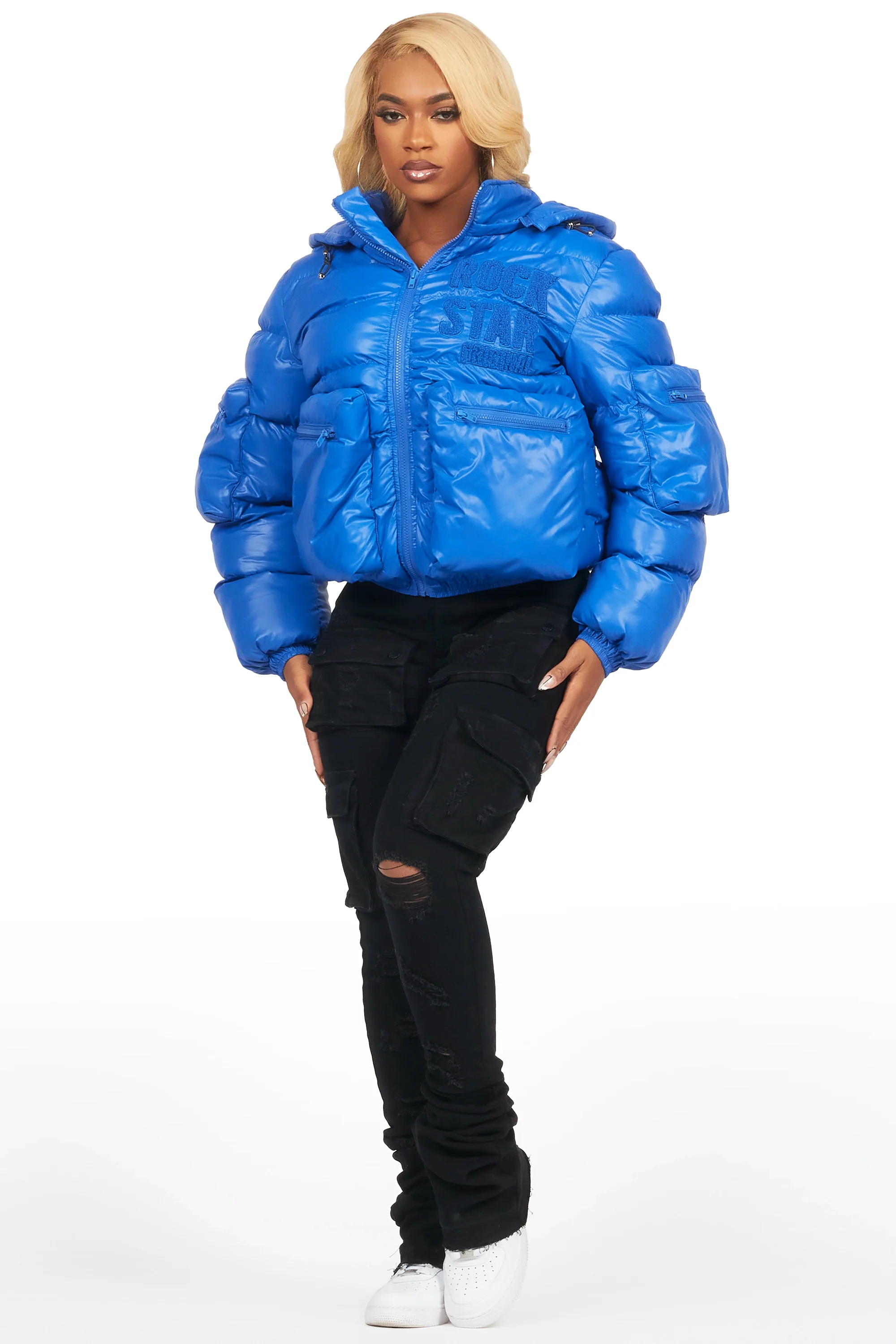 Keisha Royal Blue Cargo Puffer Jacket - Rockstar Original