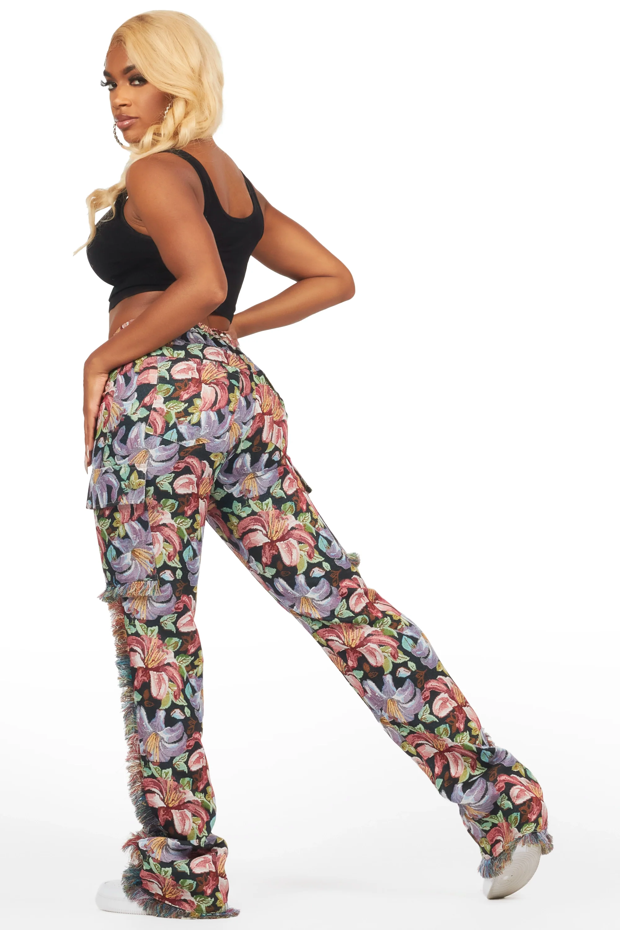 23718-tykima-black-floral-cargo-tapestry-stacked-pant-5.webp Tykima Black Floral Cargo Tapestry Stacked Pant