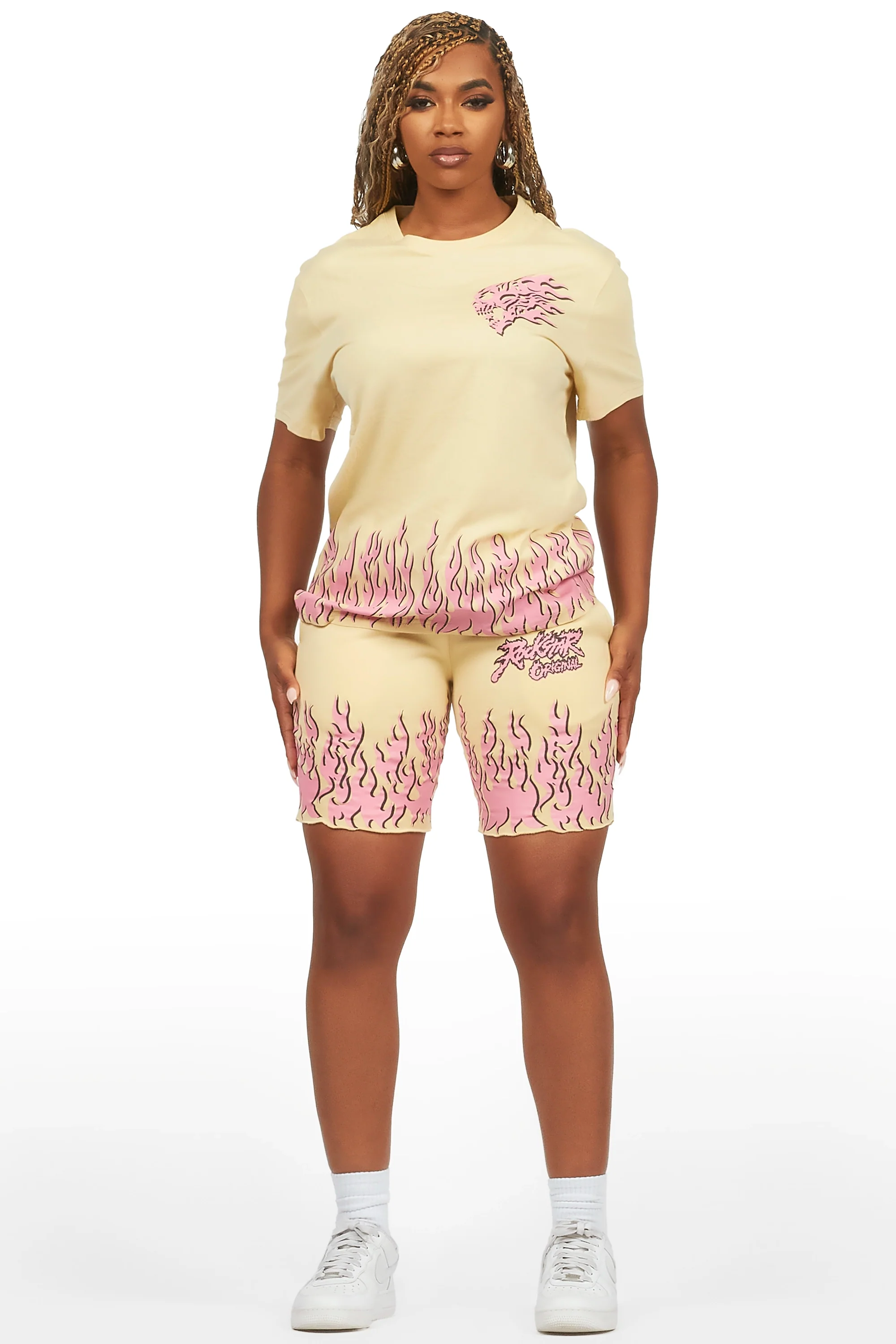 Arais Beige T-Shirt Short Set