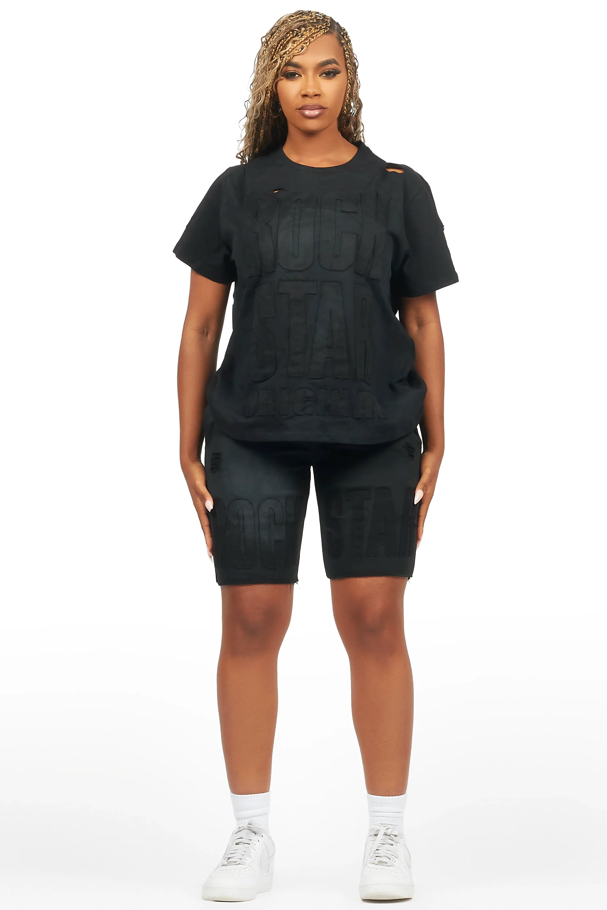 Shantrice Black T-Shirt Short Set
