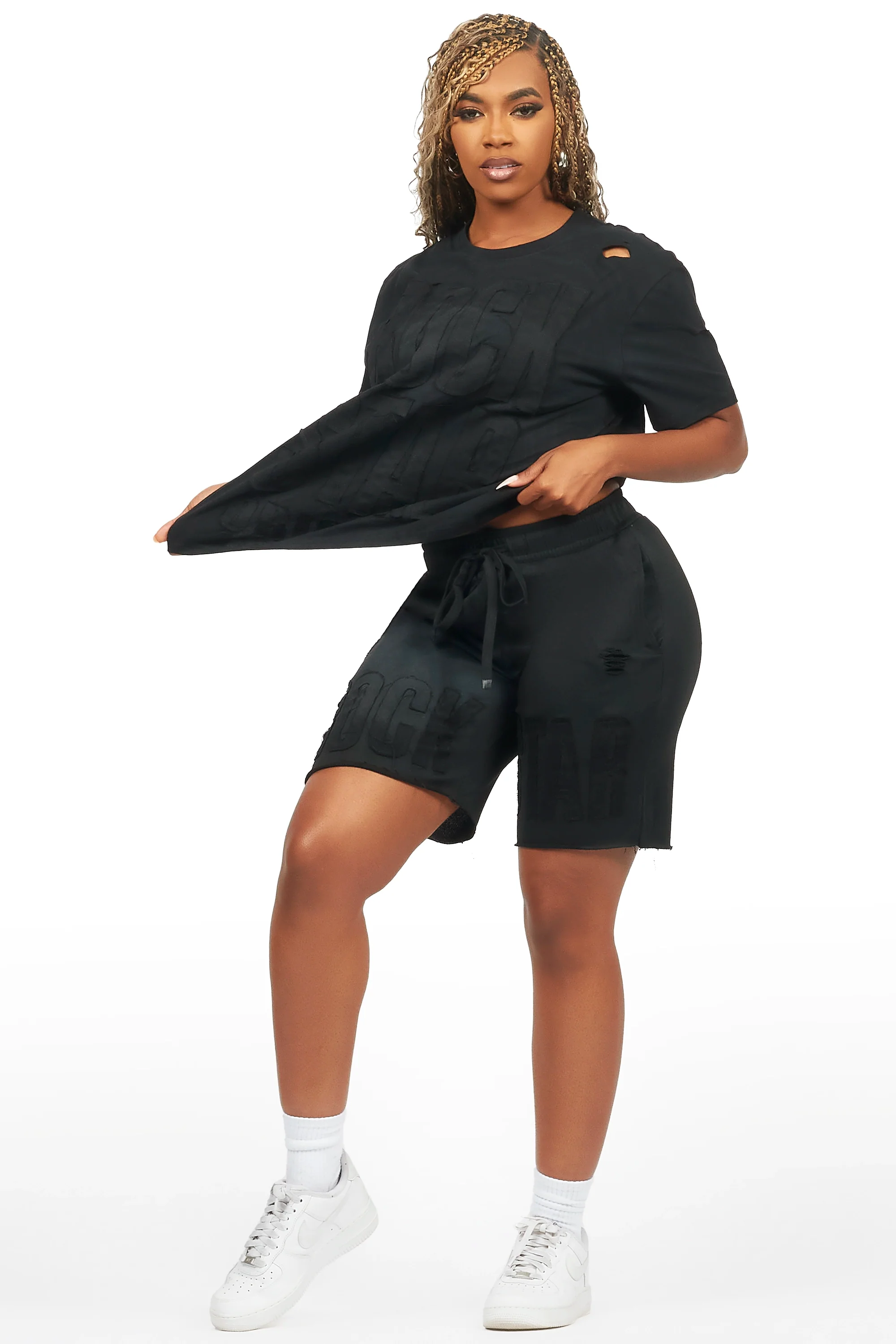 24472-shantrice-black-t-shirt-short-set-3.webp Shantrice Black T-Shirt Short Set
