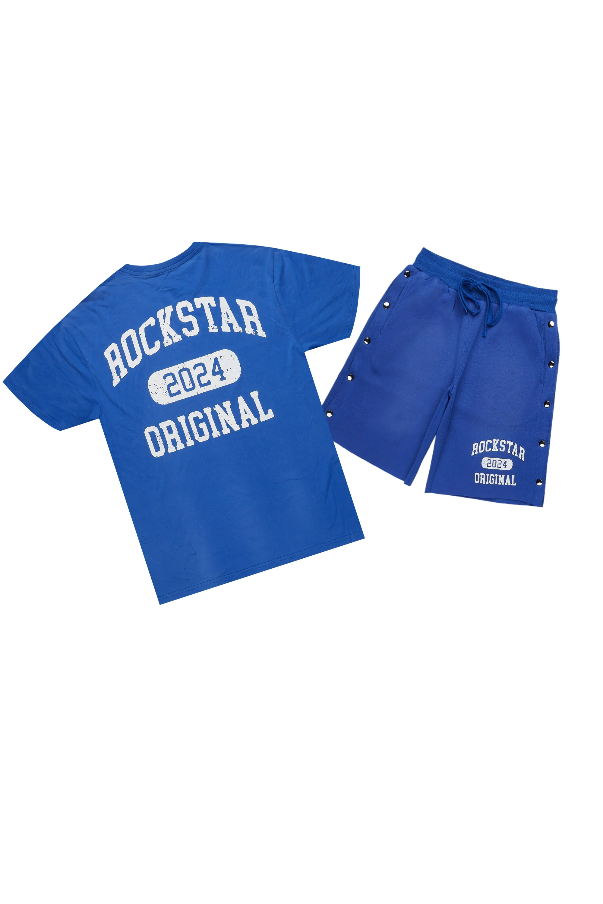 Lionela Royal Blue T-Shirt Snap Short Set