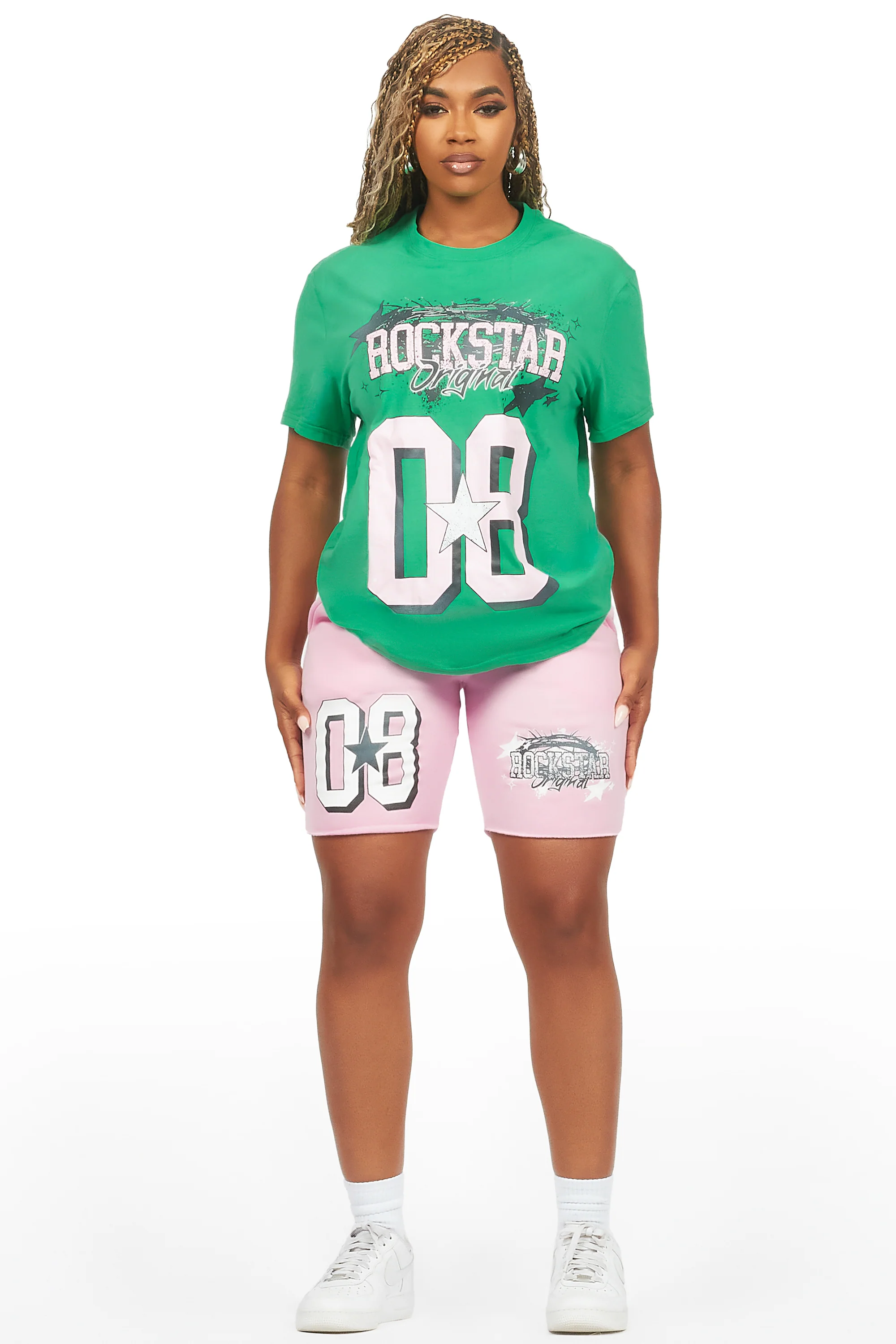 Carolina Green/Pink T-Shirt Short Set