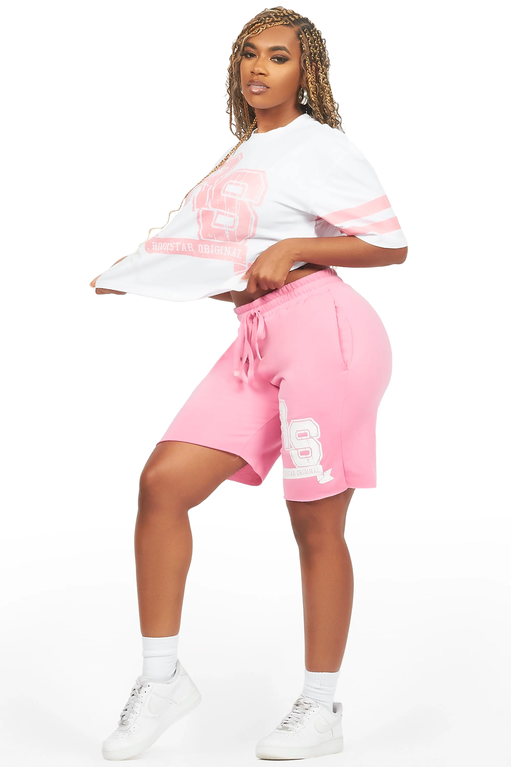 Tenita White/Pink T-Shirt Short Set