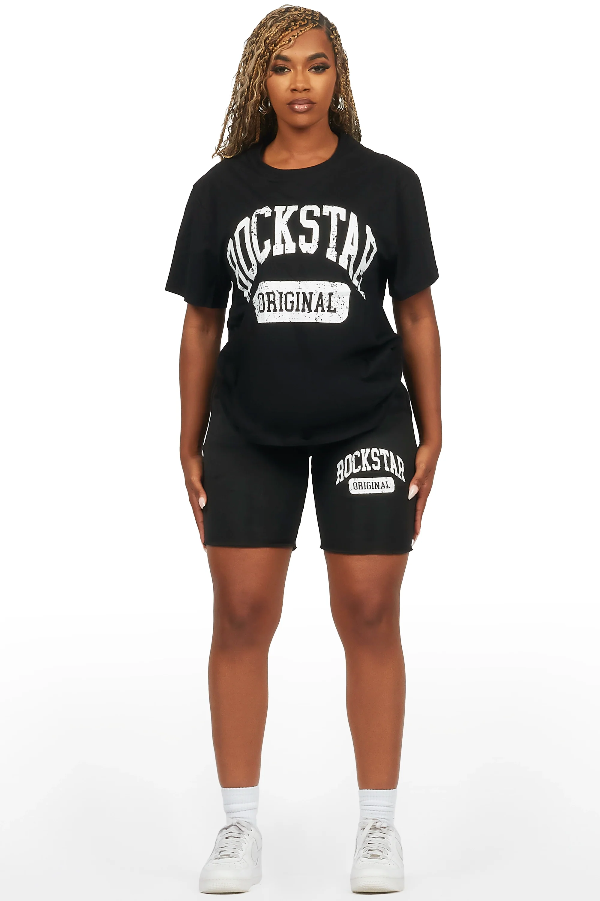 Javonuna Black T-Shirt Short Set