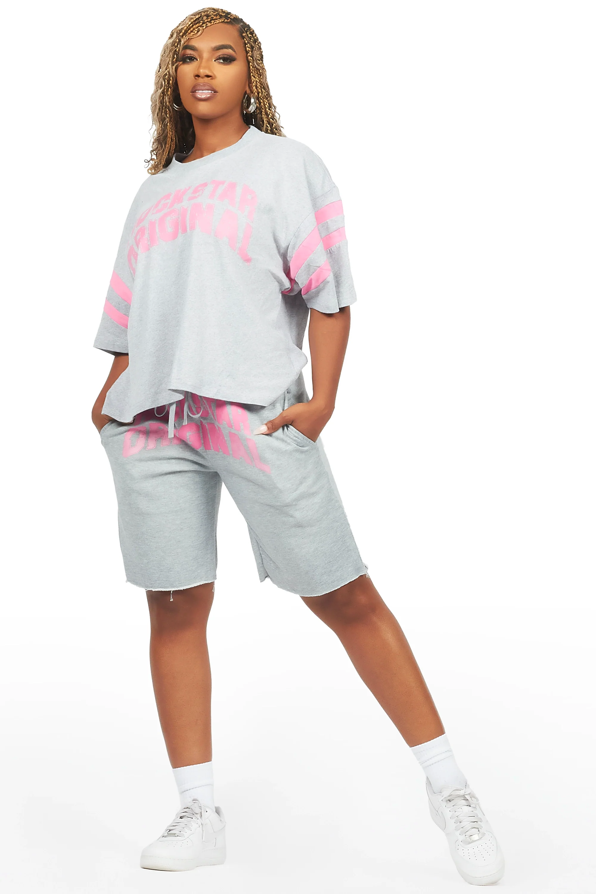 Chikata Heather Grey T-Shirt Short Set