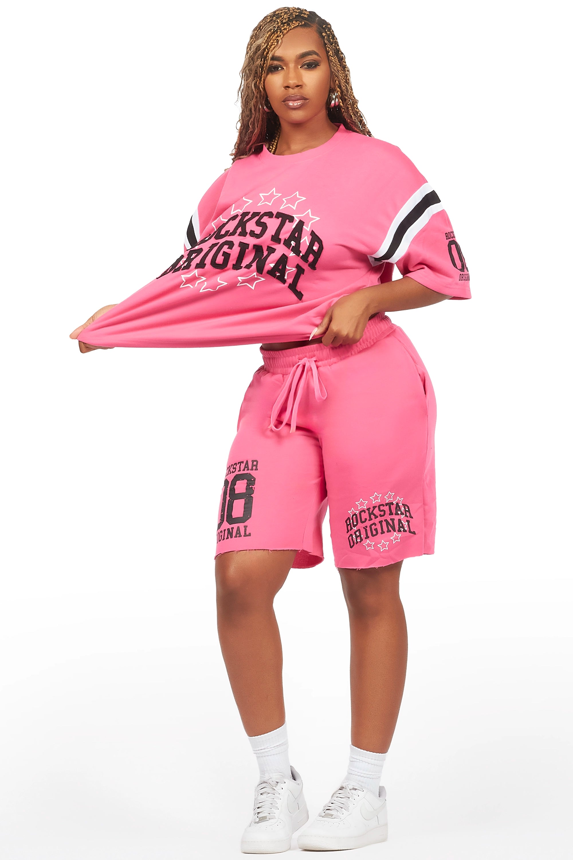 24605-ronnica-hot-pink-t-shirt-short-set-4.jpg Ronnica Hot Pink T-Shirt Short Set