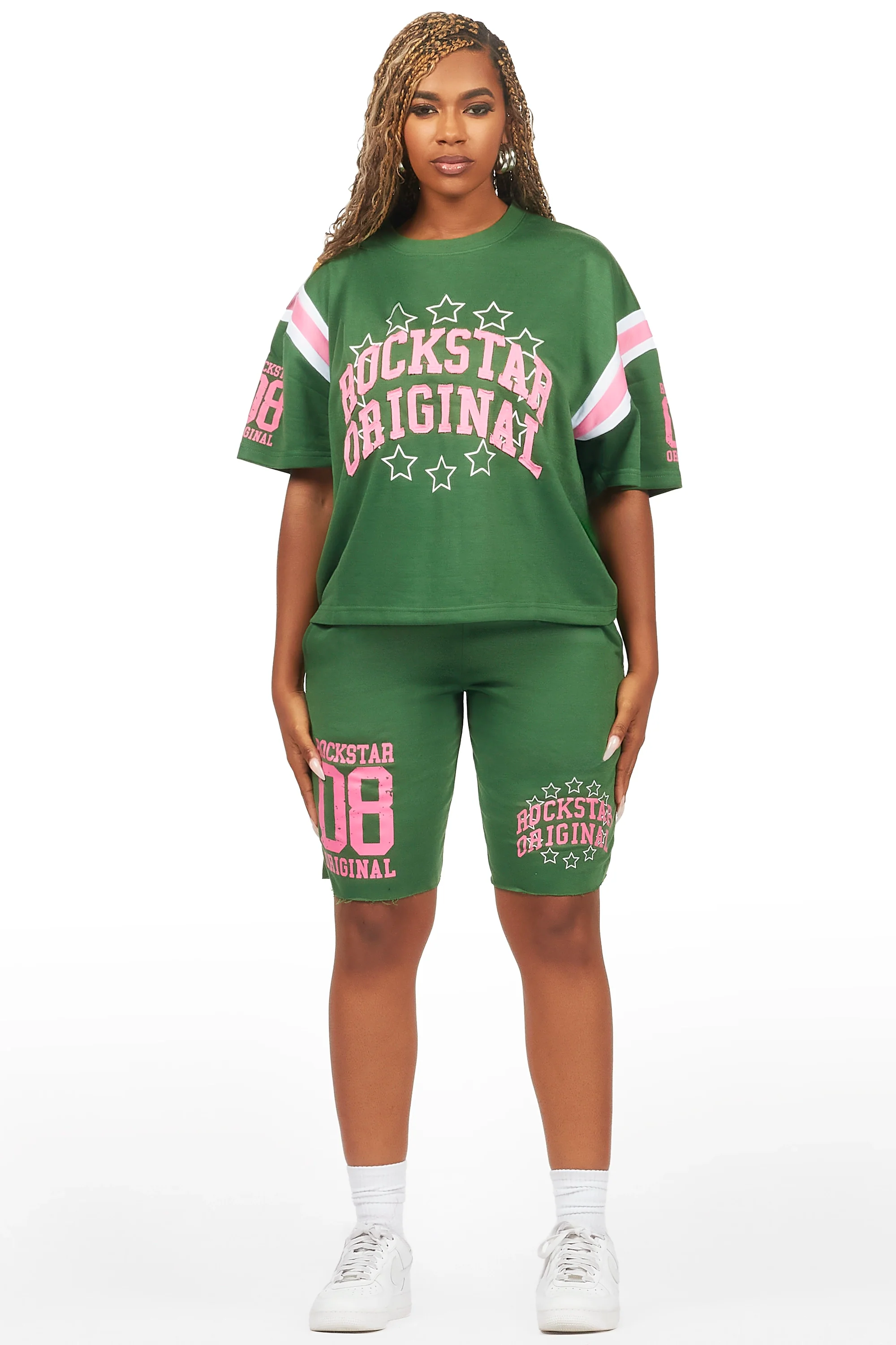 24612-ronnica-green-t-shirt-short-set-3.webp Ronnica Green T-Shirt Short Set