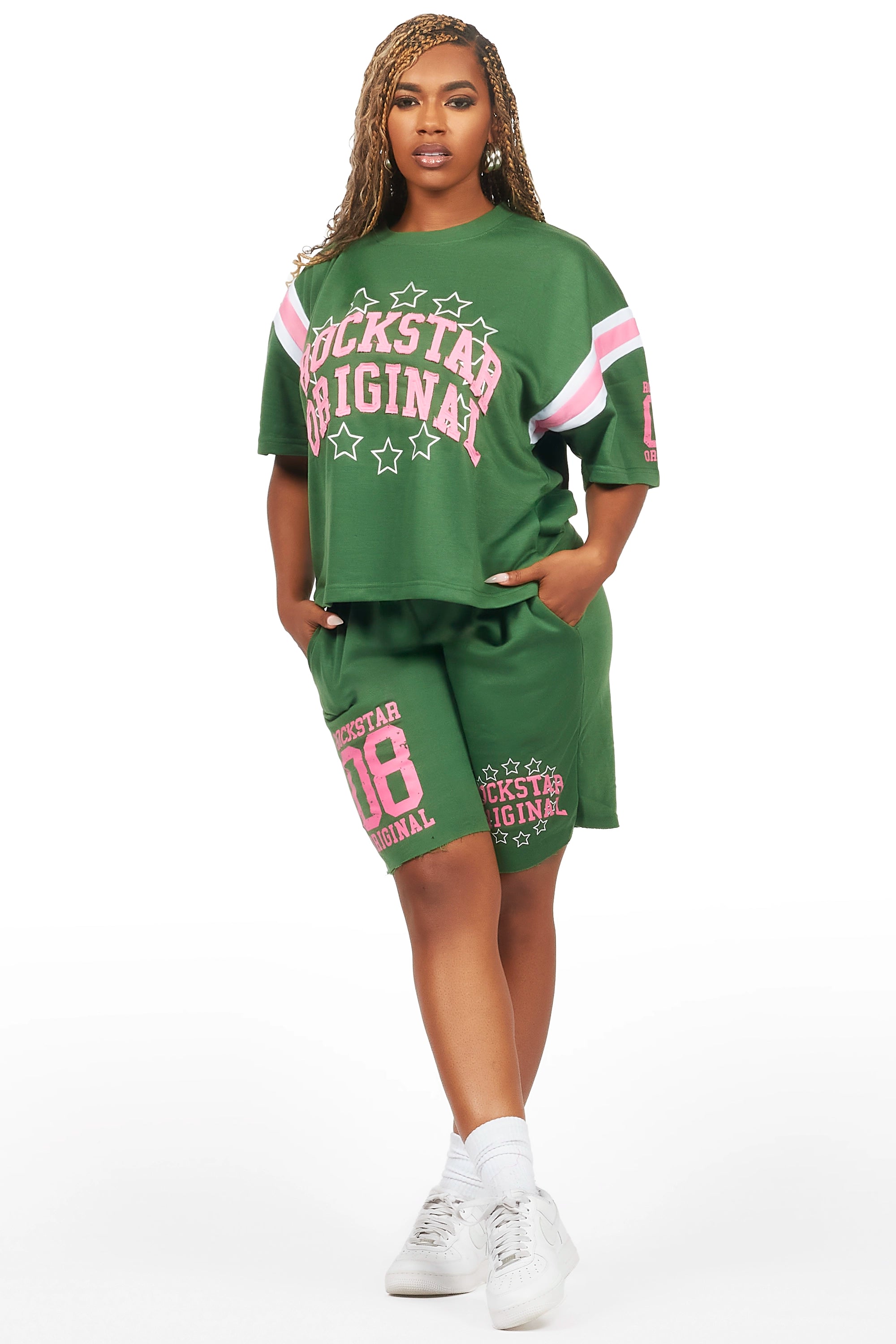 24612-ronnica-green-t-shirt-short-set-4.jpg Ronnica Green T-Shirt Short Set