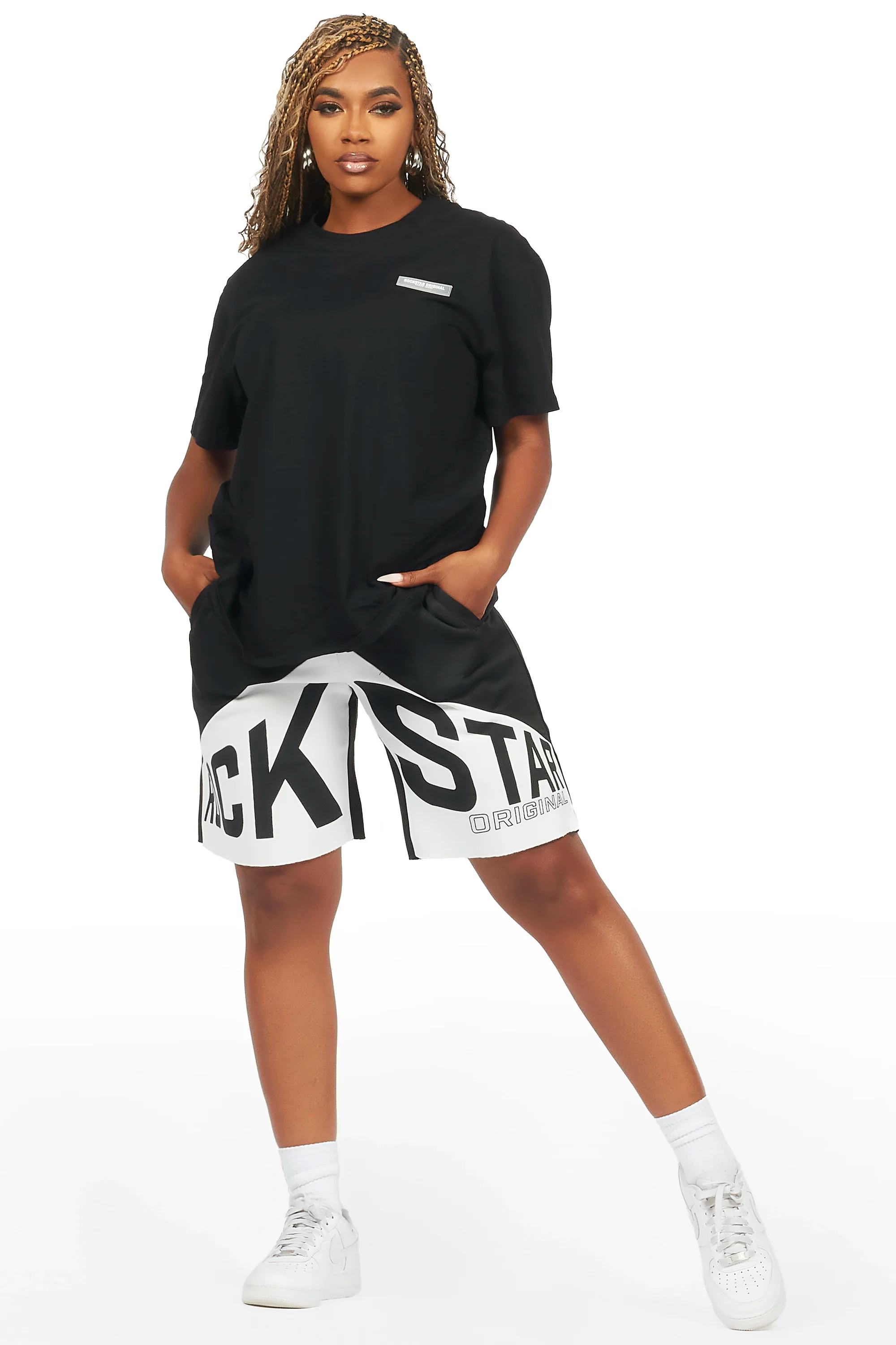 Diona Black T-Shirt Short Set